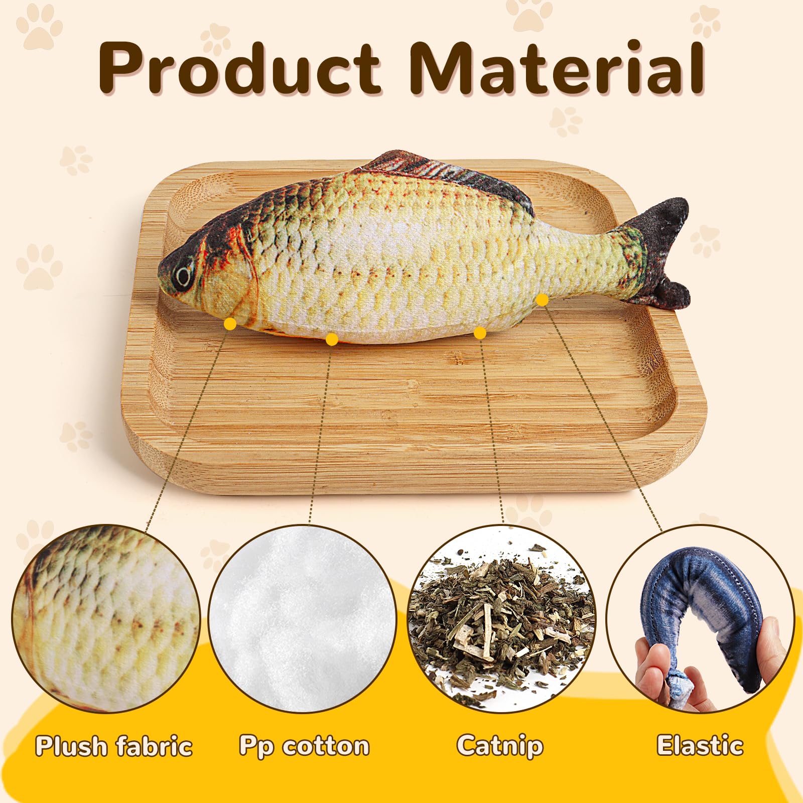 Hapy Shop Catnip Toys 5 Pack - Simulation Fish Shape Realistic Fluffy Catnip Doll Interactive Pets Pillow Chew Bite Supplies For