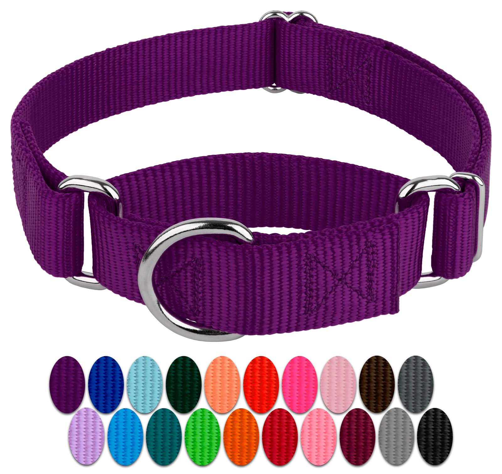 Country Brook Design - Purple Martingale Heavy Duty Nylon Dog Collar - 21 Vibrant Color Options (1 Inch Width, Large)