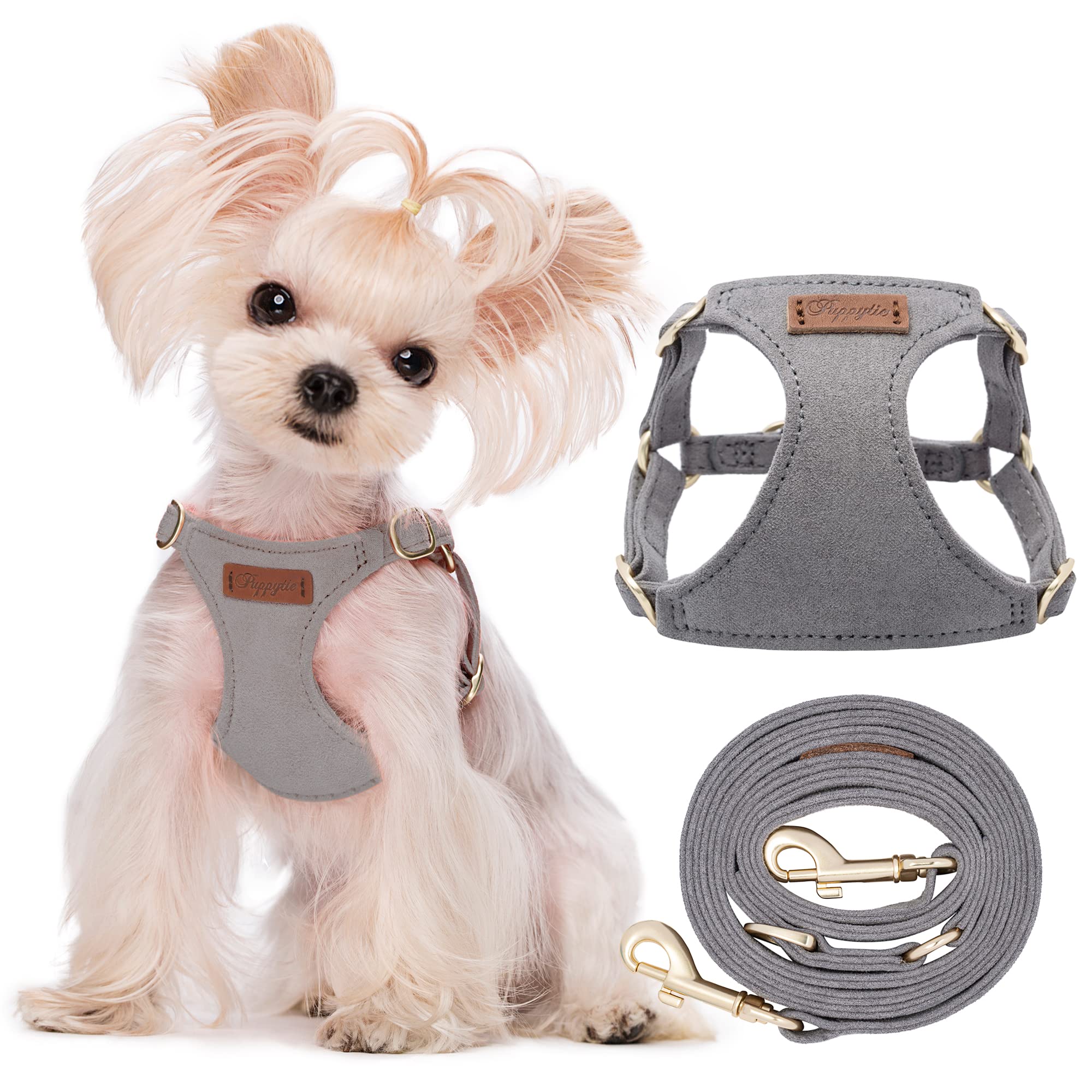 No Pull Xs Dog Harness With Multifunction Dog Leash,Soft Adjustable No Choke Escape Proof Pet Harness Vest,Silver Grey,Xs