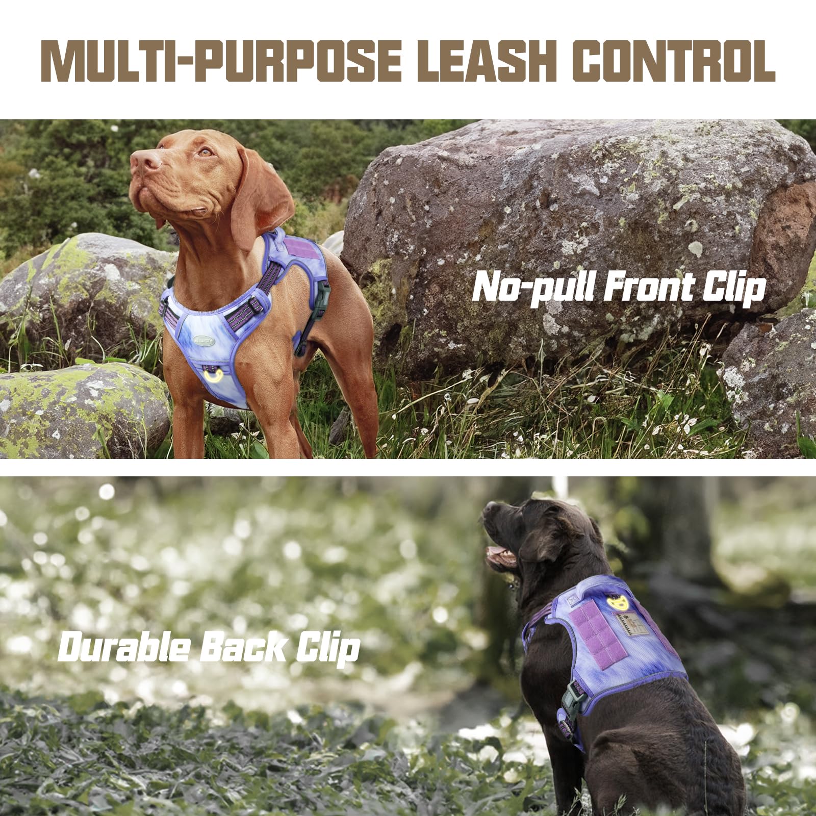 Auroth Tactical Dog Harness For Large Dogs No Pull Adjustable Pet Harness Reflective K9 Working Training Easy Control Pet Vest Military Service Dog Harnesses Very Peri Xl