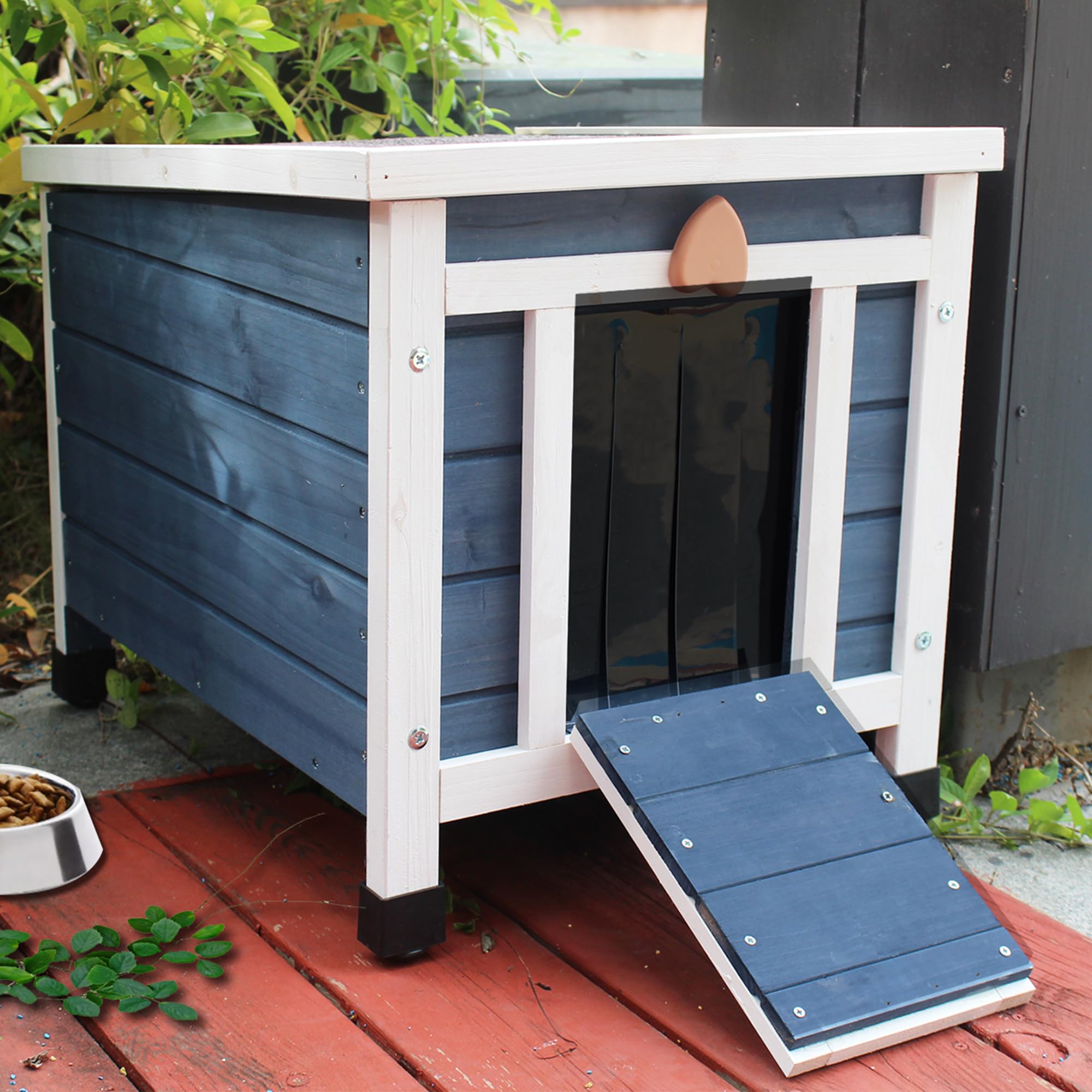 Rockever Outdoor Cat House,Outdoor Cat Houses For Feral Cats Weatherproof Rabbit Hutch Small, Wooden Small Pet House And Habitat