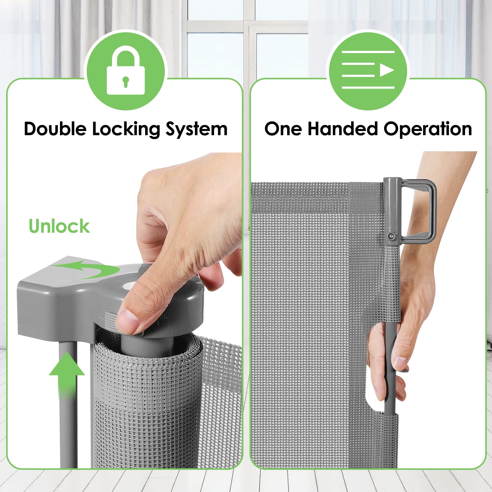 90 Inch Extra Wide Retractable Baby Gate Gates for Doorways Extra Long Baby Gate for Wide Openings Extra Large Dog Gate Indoor O