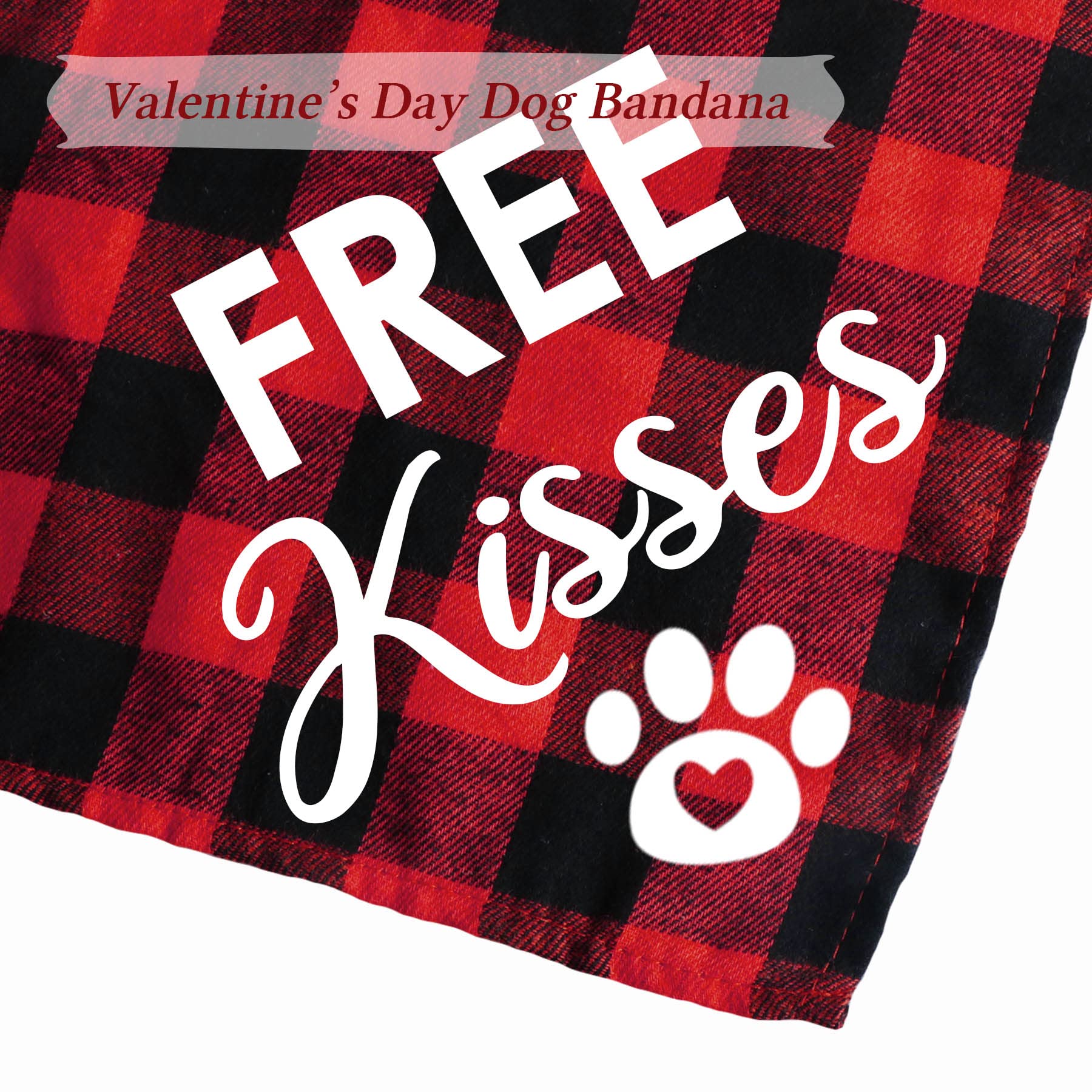 Stmk Valentines Day Dog Bandana Outfits, Valentines Day Heart Headband Plaid Valentines Dog Bandanas Costumes For Small Medium L