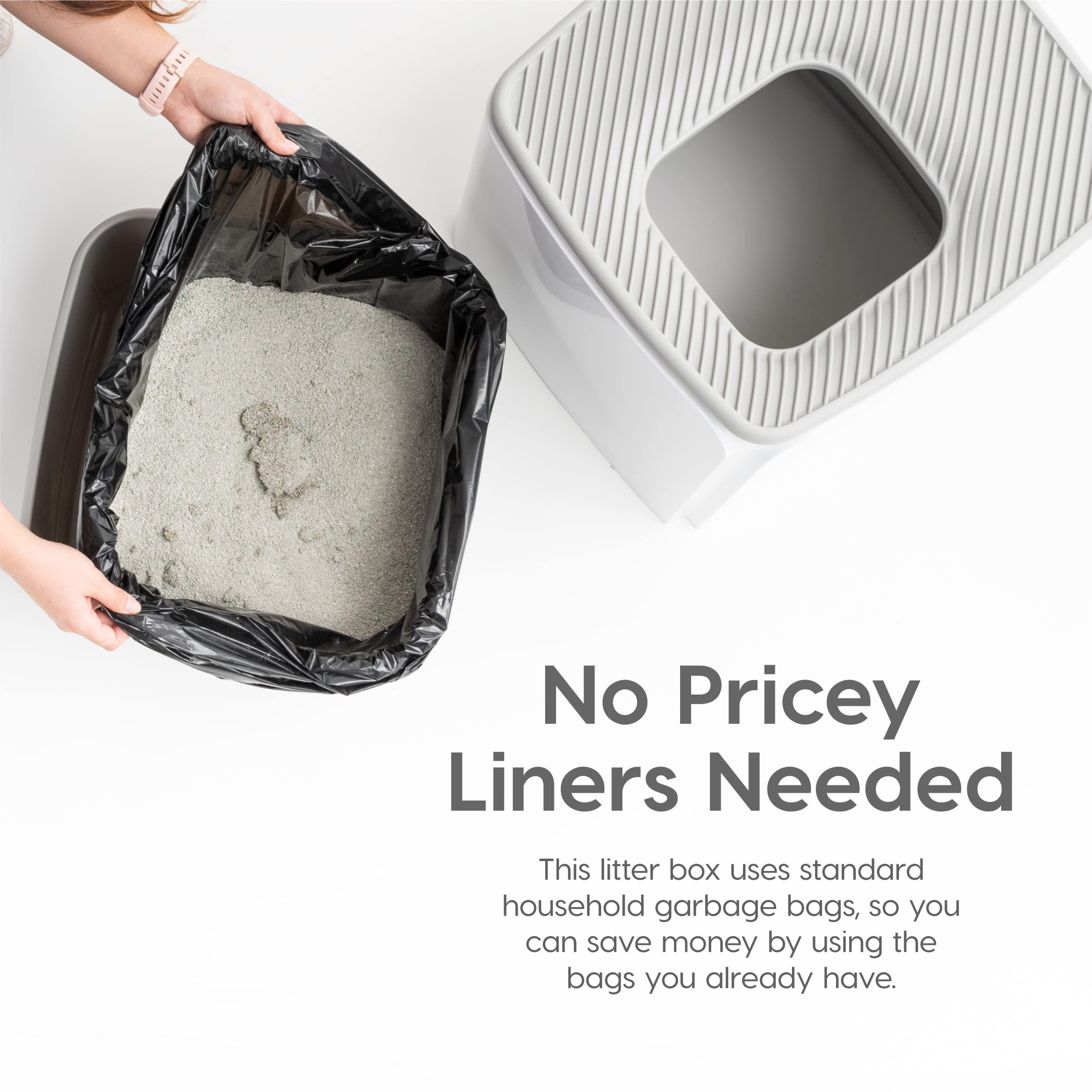 Iris Usa Premium Top Entry Cat Litter Box With Scoop, Square Enclosure For Cat And Kitty, Gray