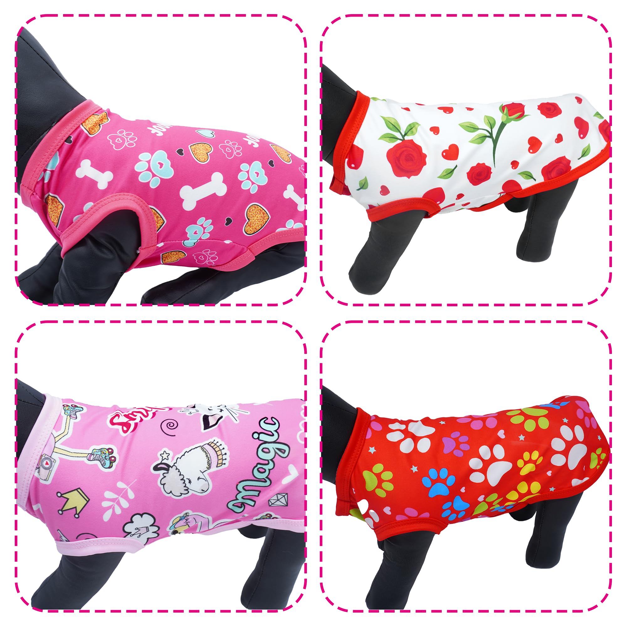 Jpgdn 8Pcs/Pack Dog Shirts Pink For Medium Dog Girl Female Sleeveless T Shirts Cats Doggie Puppy Tank Top Tee Vest