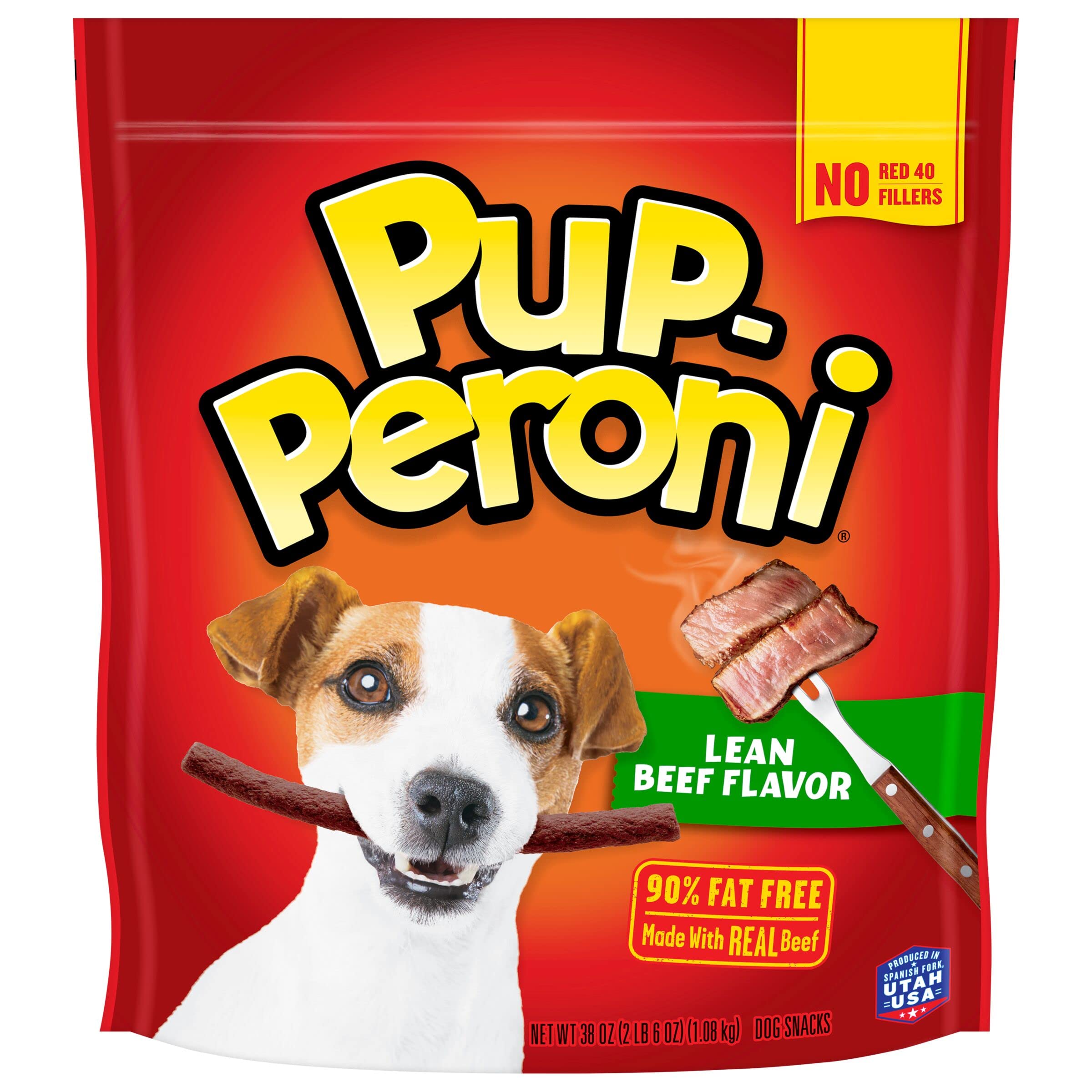 Pup-Peroni Dog Treats, Lean Beef Flavor, 38 Ounce, Made with Real Beef, 90% Fat Free, No Red 40 or Fillers