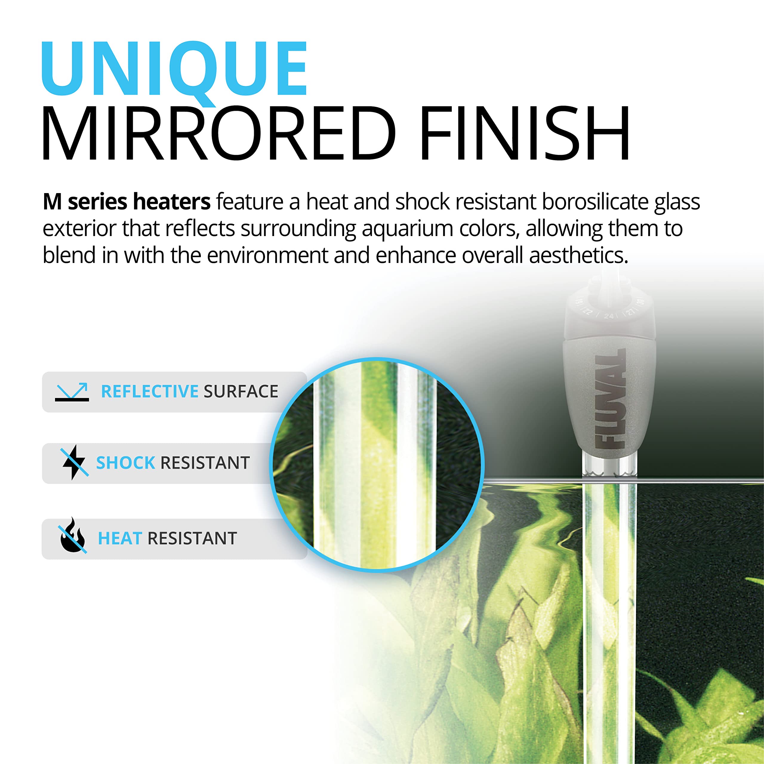 Fluval M50 Ultra-Slim Submersible Aquarium Heater - 50W Underwater Heater For Aquariums Up To 15 Gal.