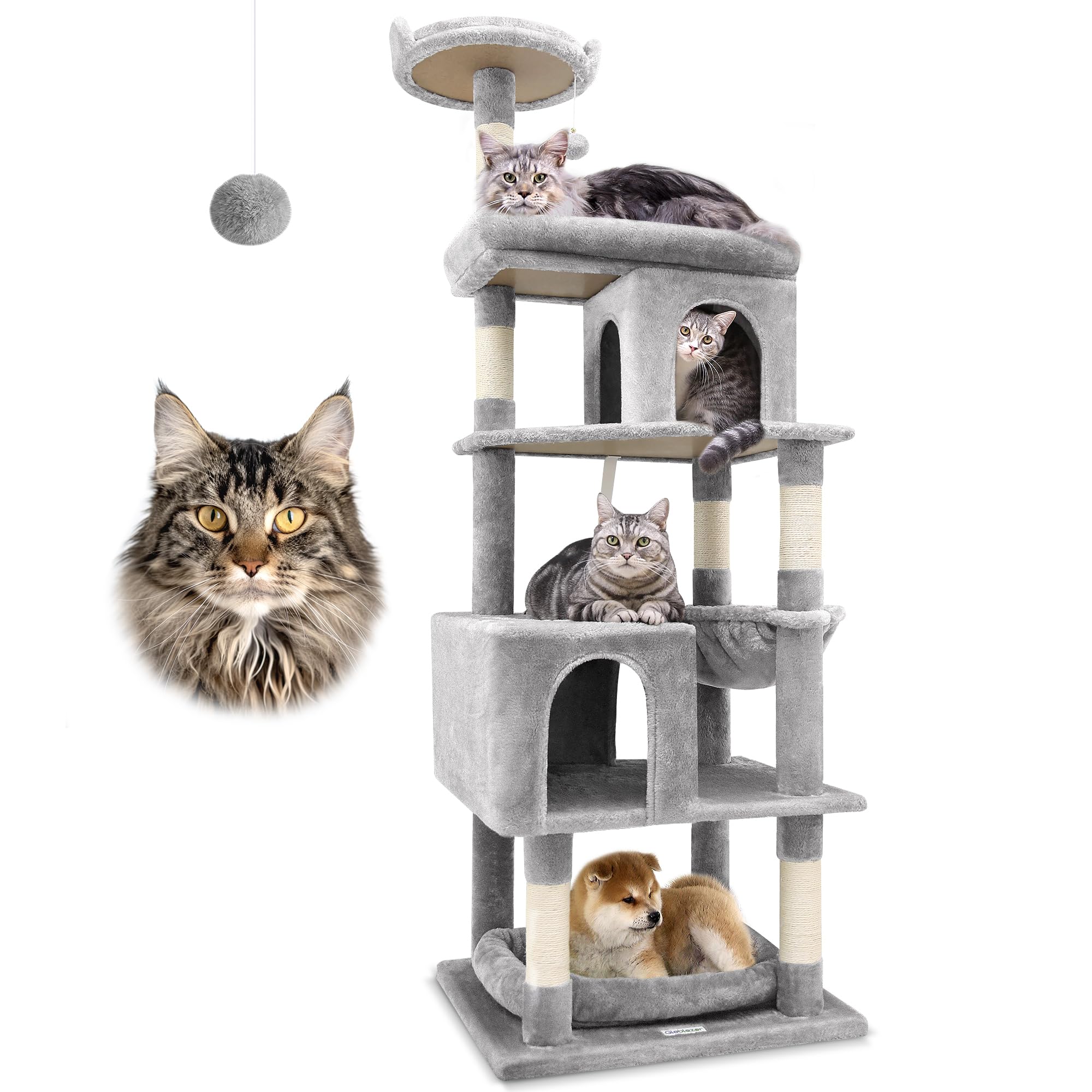 Globlazer S72 Heavy Duty Cat Trees For Large Cats, Sturdy 72In Maine Coon Cat Tree For Large Cats 20 Lbs+ Heavy Duty Cat Tower F