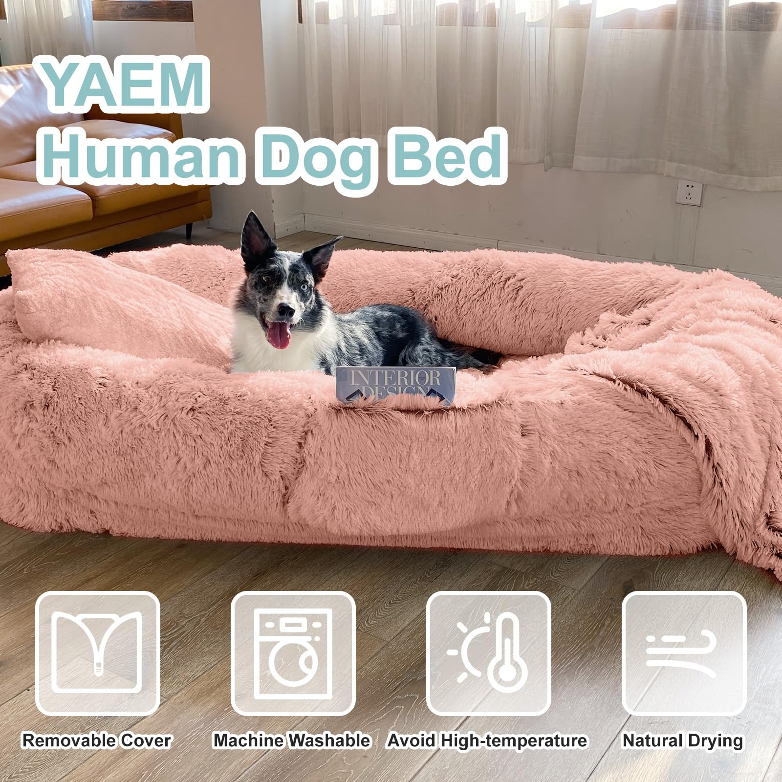 Yaem Human Dog Bed, 71''X45''X12'' Beds For Humans Size Fits You And Pets, Washable Faux Fur Bed People Doze Off, Napping Orthop