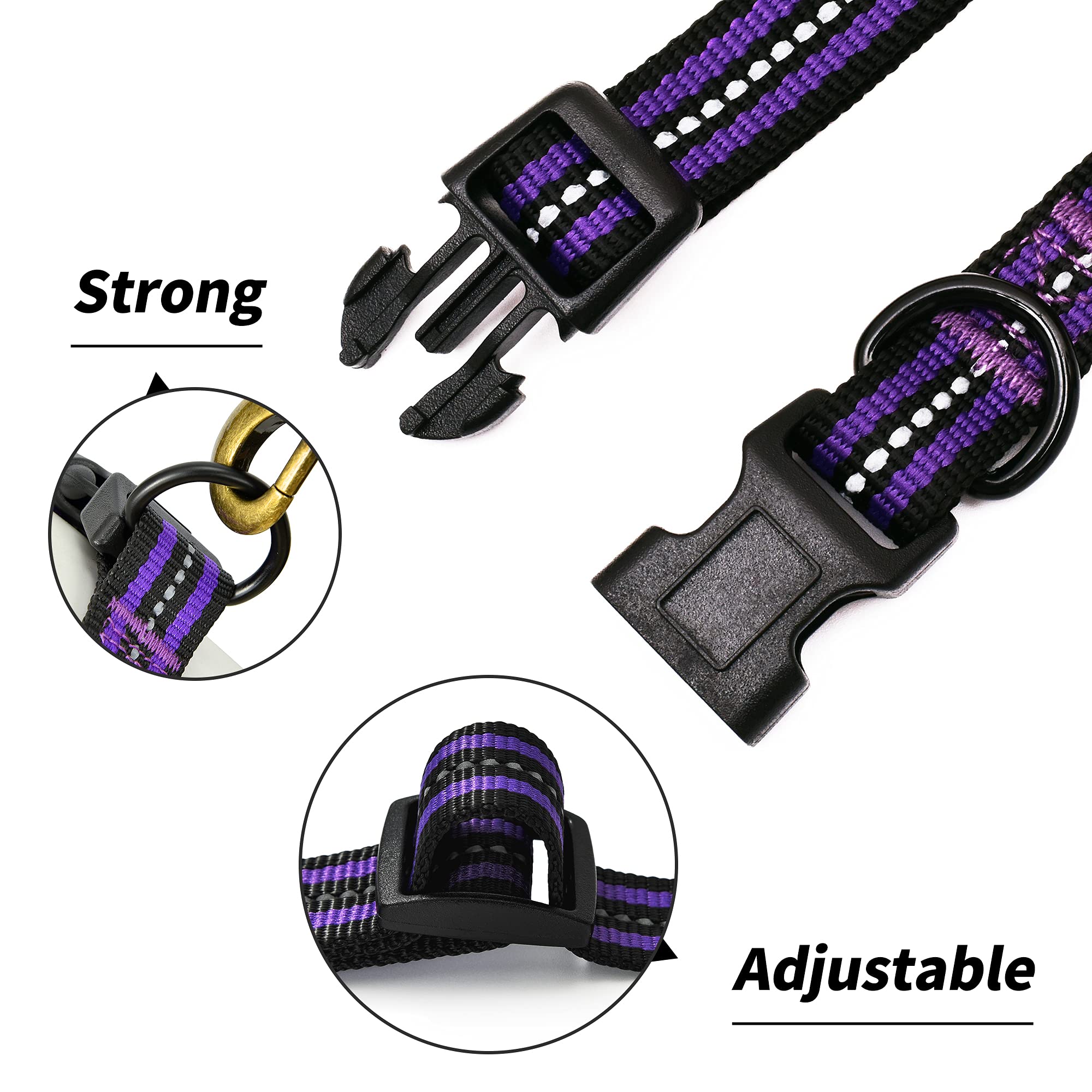 Mile High Life Reflective Dog Collar | Nylon Pet Collars Wiith Buckle | Light Weight Puppy Collars | Purple Dog Collars For Smal