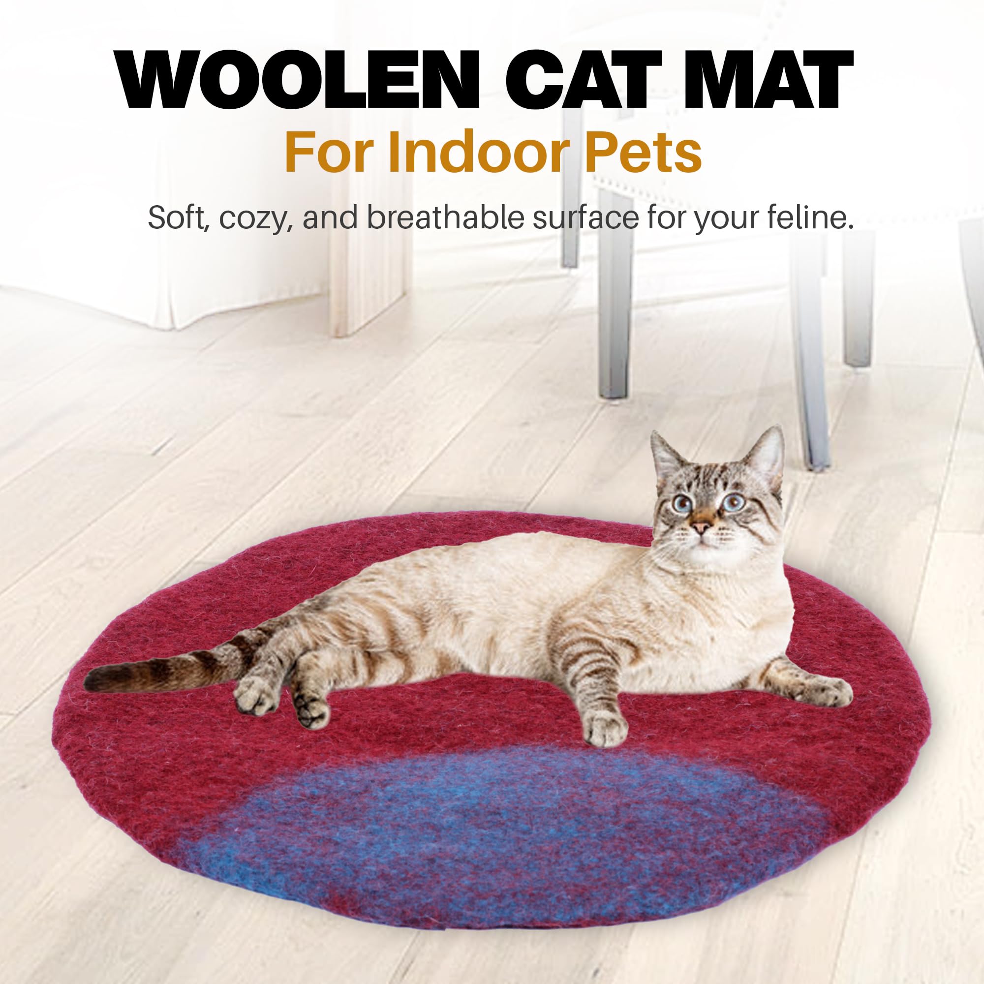 Haussimple Cat Bed Mat Natural Merino Wool Cozy Large Carpet Pad For Pet Cats Kitty Small Dog House Warm Organic Sheep Wool Scra