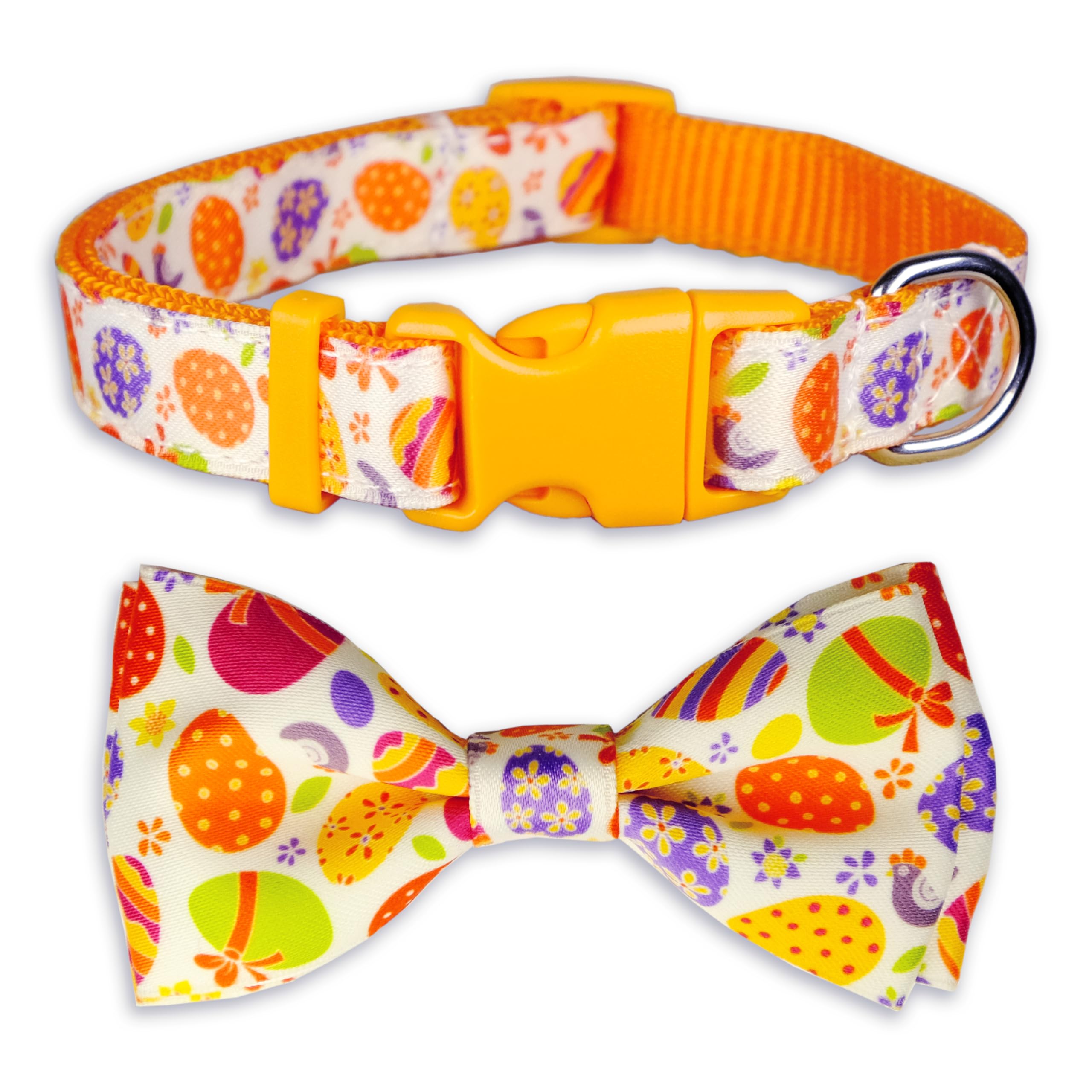 Easter Dog Bow Tie Collar, Adjustable Colorful Egg Pattern Pet Collar With Detachable Bowtie, Festive And Comfortable For Small 