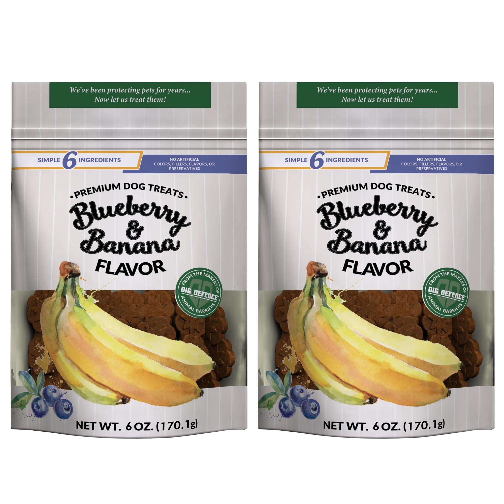 Dig Defence Premium Dog Treats - Blueberry and Banana, Natural Ingredients, Baked Gourmet Snacks for Small & Big Dogs, Healthy T
