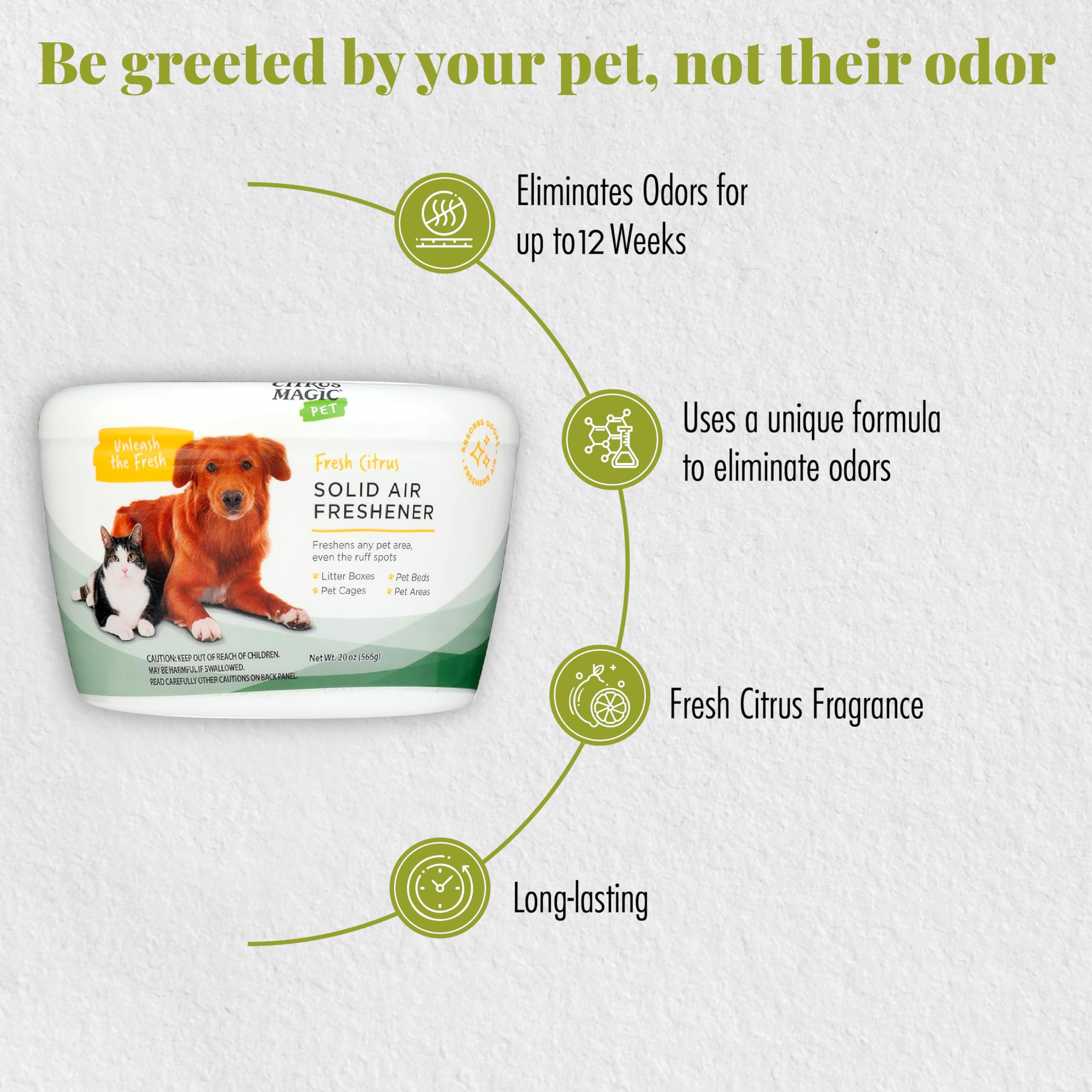 Citrus Magic Pet Odor Eliminator Solid Air Freshener, Fresh Citrus, 20-Ounce, Pack Of 2