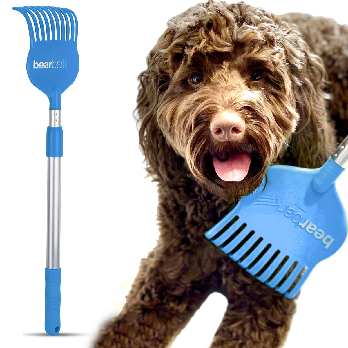 Bearback Dog Scratcher: Extendable Long Reach Scratching & Grooming Tool For Dogs|Cats|Pigs|Horses. Fun, Shedding Control Unique Gift For Pet Lovers. American Owned Small Business