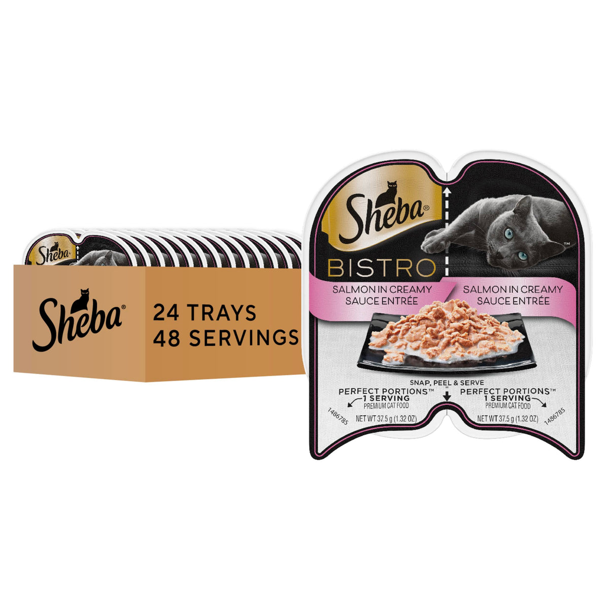 Sheba Perfect Portions Bistro Adult Wet Cat Food, Salmon In Creamy Sauce Entree, (24) 2.6 Oz. Twin-Pack Trays