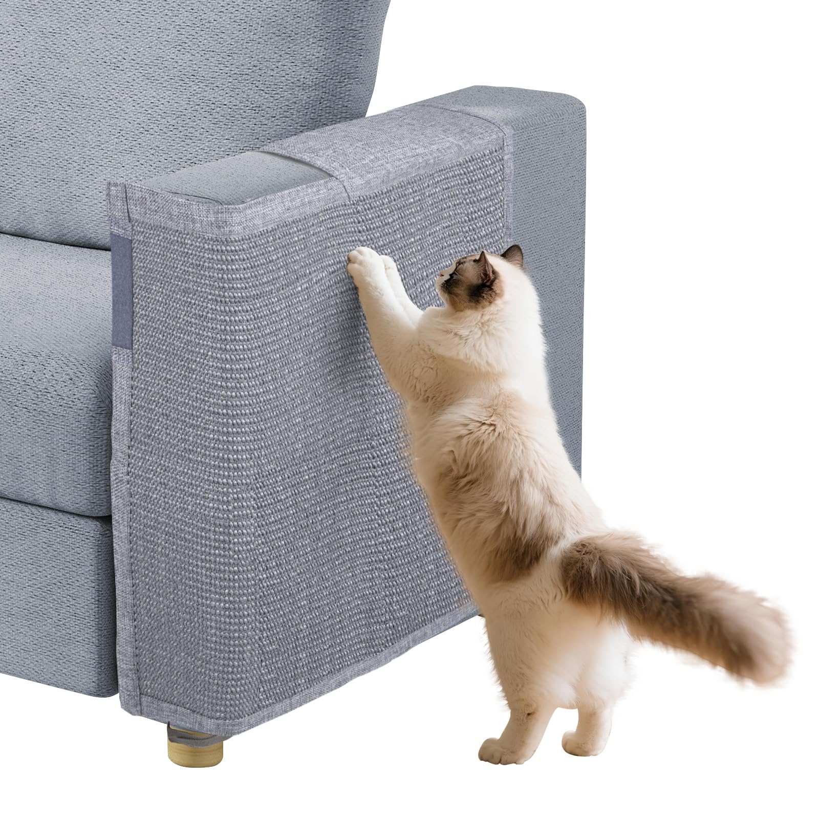 Cat Scratch Couch Protector with Natural Sisal for Protecting Couch Sofa Chair Furniture 23.6  L*19.7  W(Smoke Gray, Left Hand)