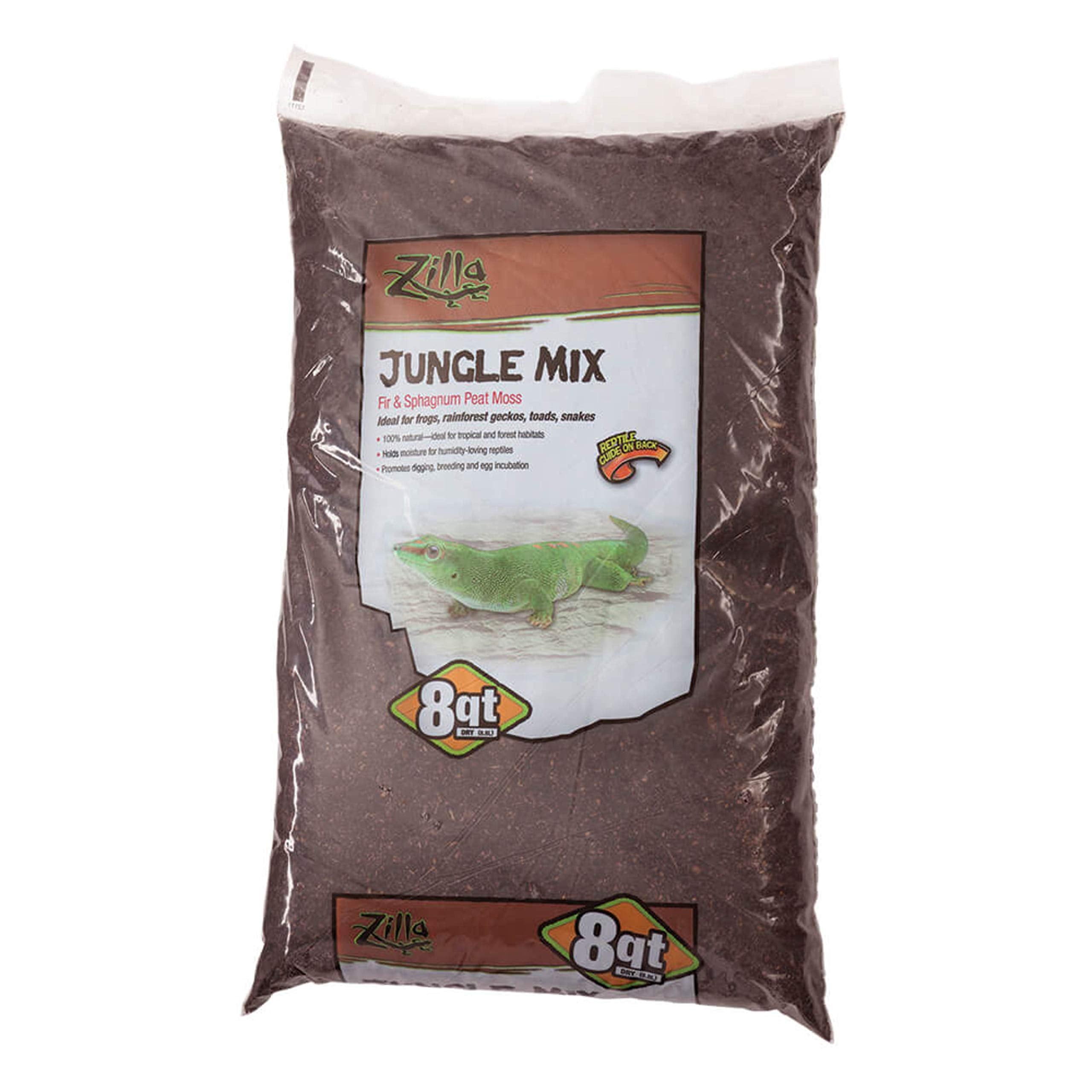 Zilla Pet Reptile Terrarium Substrate Bedding, Jungle Mix, For Frogs, Rainforest Geckos, Toads And Snakes, 8 Quart
