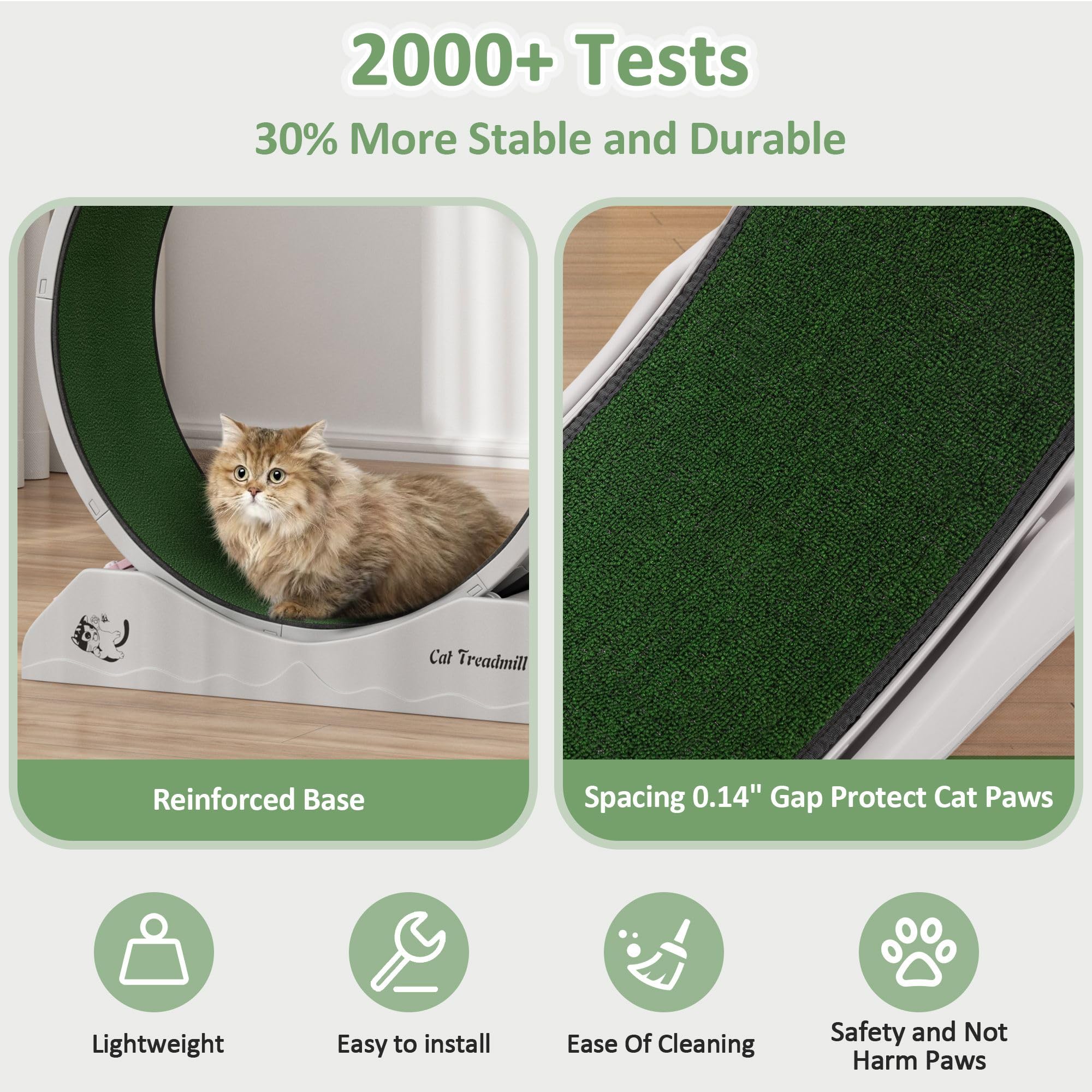 DAUSOLA Cat Exercise Wheel, 31.5 Inch Cat Treadmill for Indoor Cats, Cats Running Wheel with Updated Enhanced Base and Carpeted