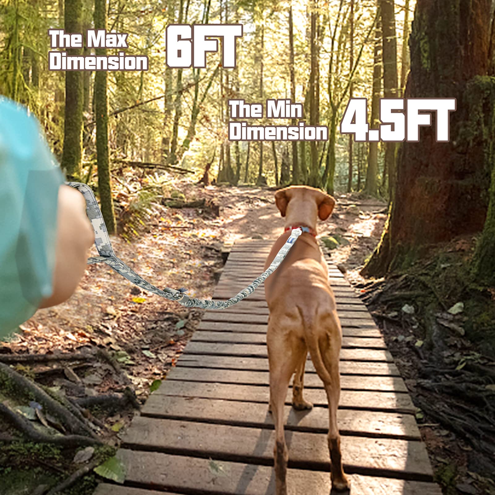 Auroth Dog Leash Large Dogs, Heavy Duty Dog Leash Bungee, No Pull Dog Leash For Shock Absorption, Grey Camo Dog Training Leashes