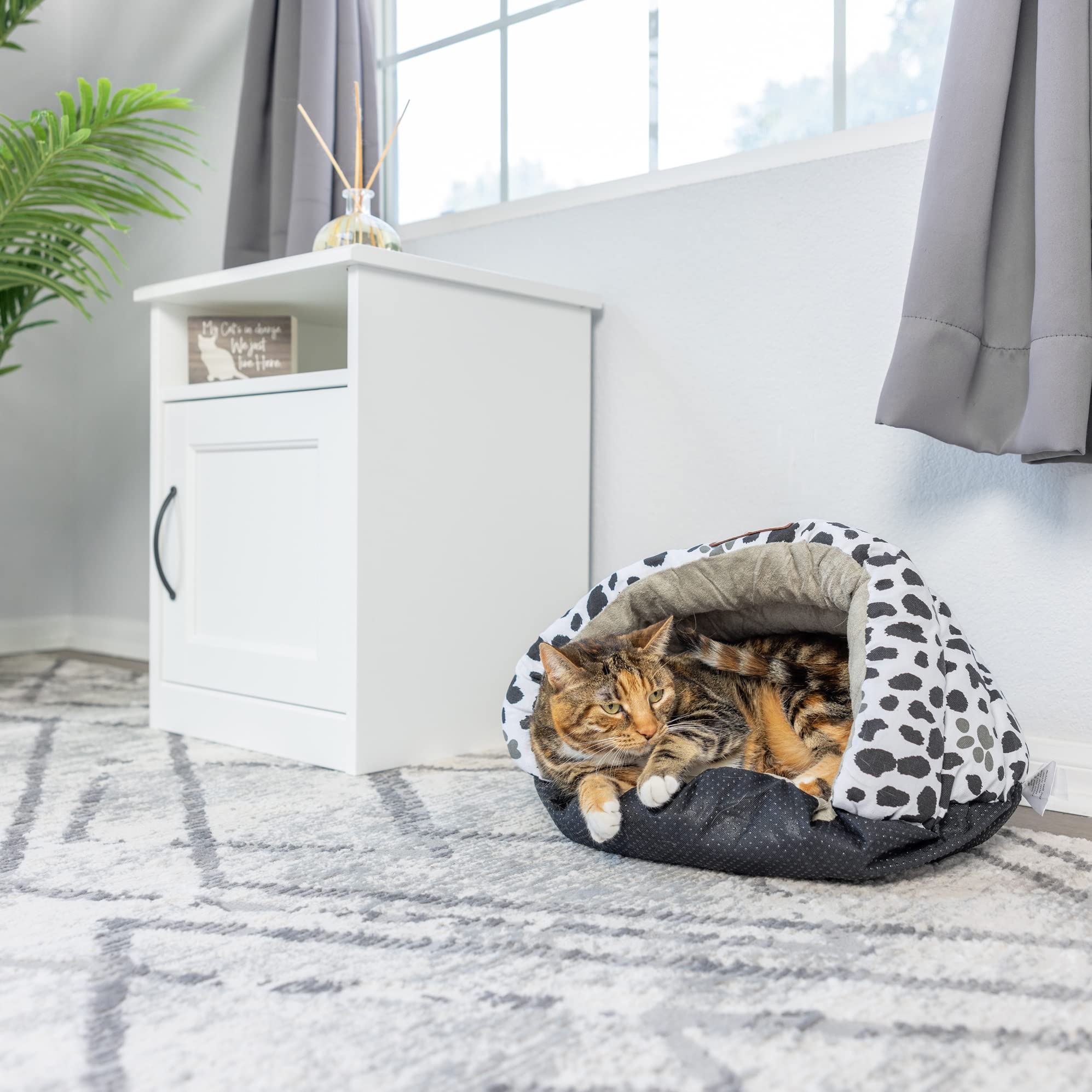 Armarkat Paw Print Cat Bed Size, 20-Inch by 11-Inch, Sage Green & Pawprint