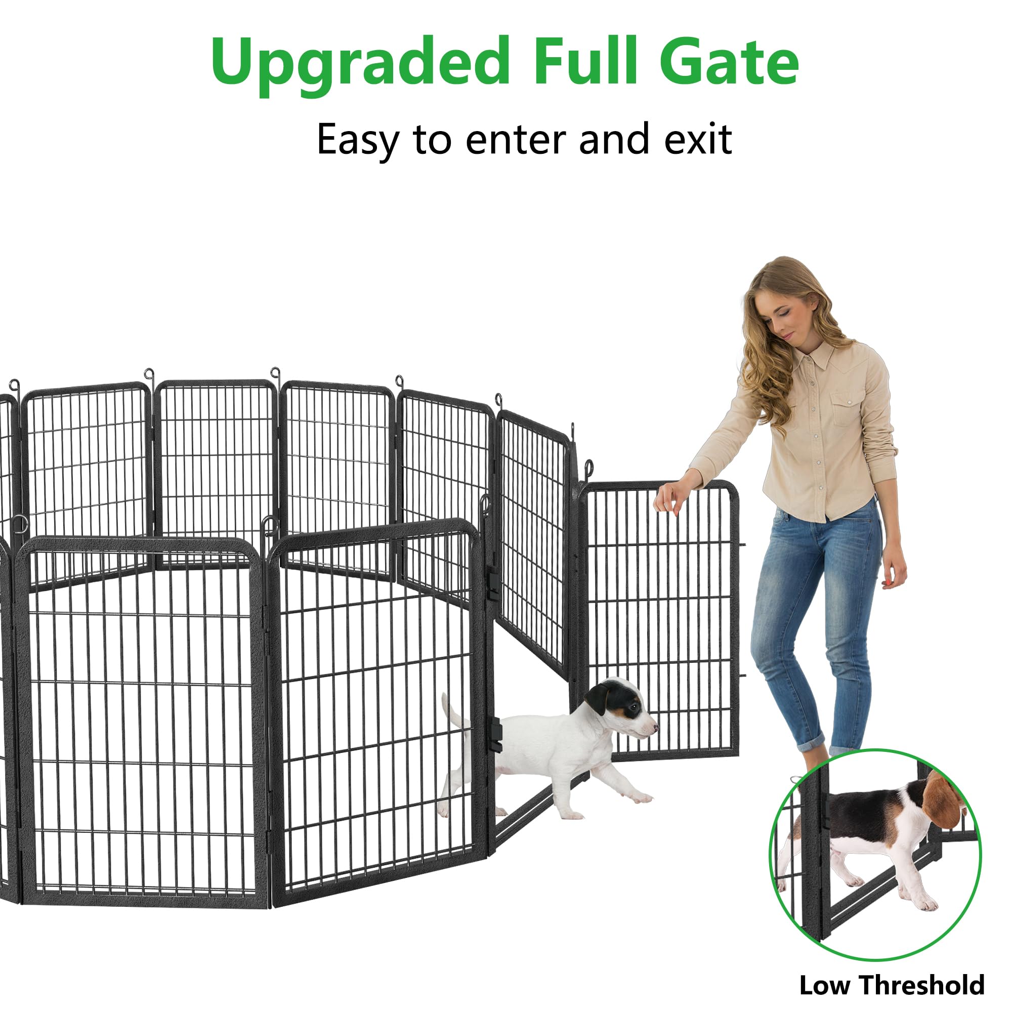 Jhsomdr Dog Playpen Outdoor With Low Threshold Full Gate 32'' Height 14 Panels Large Dog Pen Dog Fence Outdoor For Yard, Heavy D