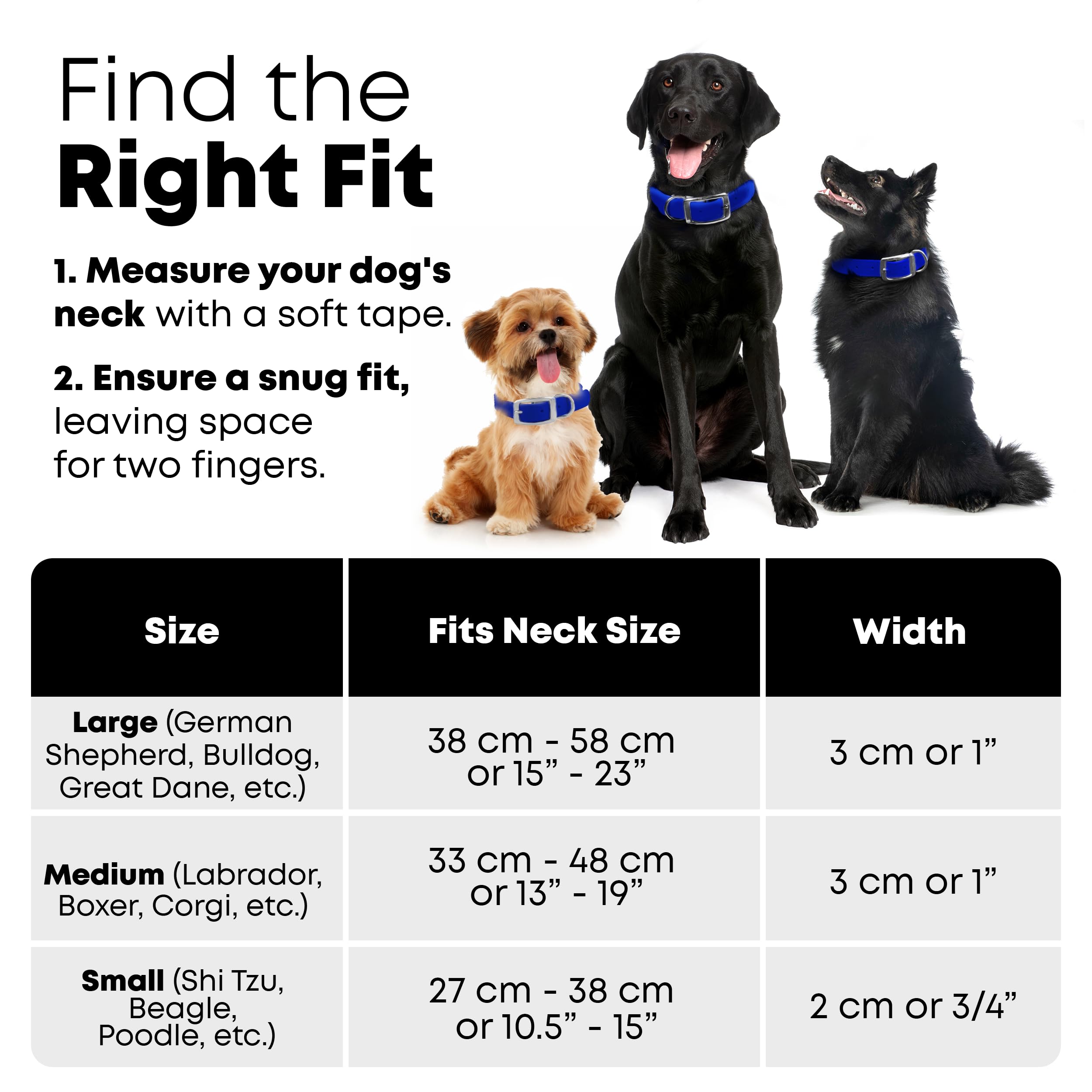 Regal Dog Products Medium Blue Heavy Duty Reflective Dog Collar With Durable Metal Buckle And D Ring Adjustable, Chew Proof & Wa