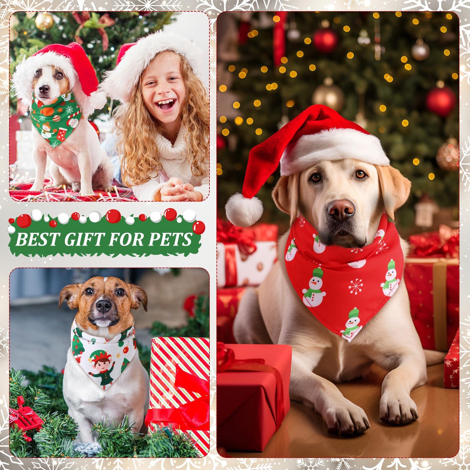 Abbylike 50 Pieces Christmas Dog Bandanas Bulk Xmas Bandanas For Dogs Dog Triangle Kerchief Bibs Scarf Set For Christmas Pet Cos