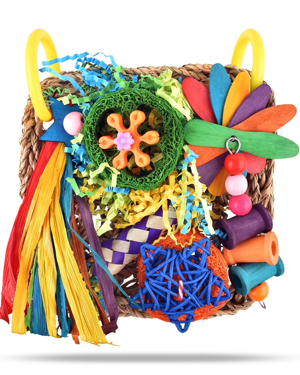 Erkoon Bird Cockatiel Toys Foraging Toys Hanging Parrot Toys For Lovebrid Parakeets Conures Bird Foraging Wall With Colorful Toy