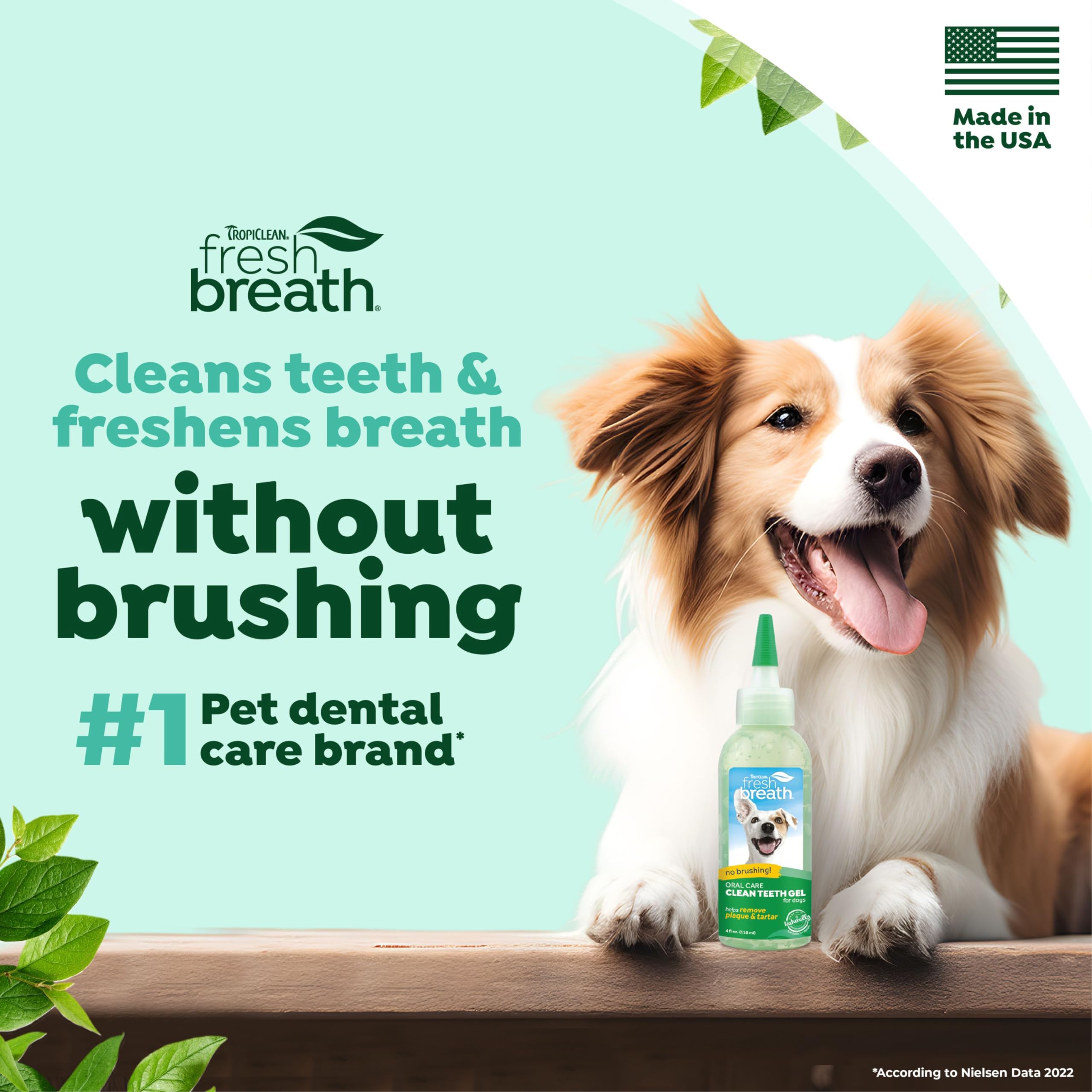 TropiClean Fresh Breath for Dogs | No Brush Dental Gel for Dogs | Dog Dental Gel & Toothpaste for Plaque, Tartar & Stinky Breath