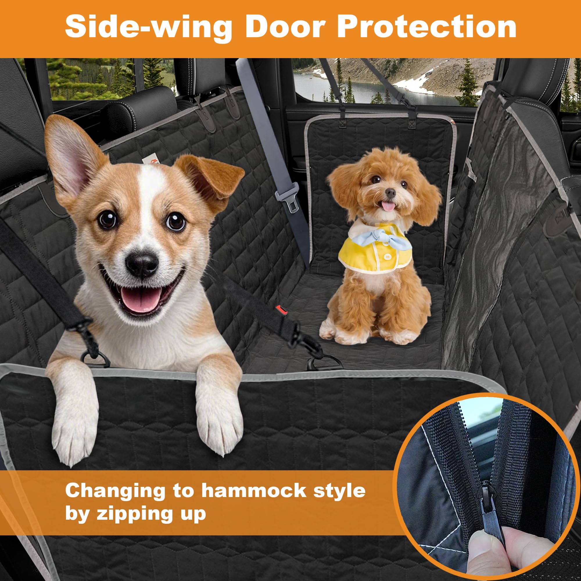 Reliadura Dog Hammock For Truck,Dog Car Seat Cover For Back Seat, Waterproof Seat Cover For Trucks With Mesh Window,Backseat Cov