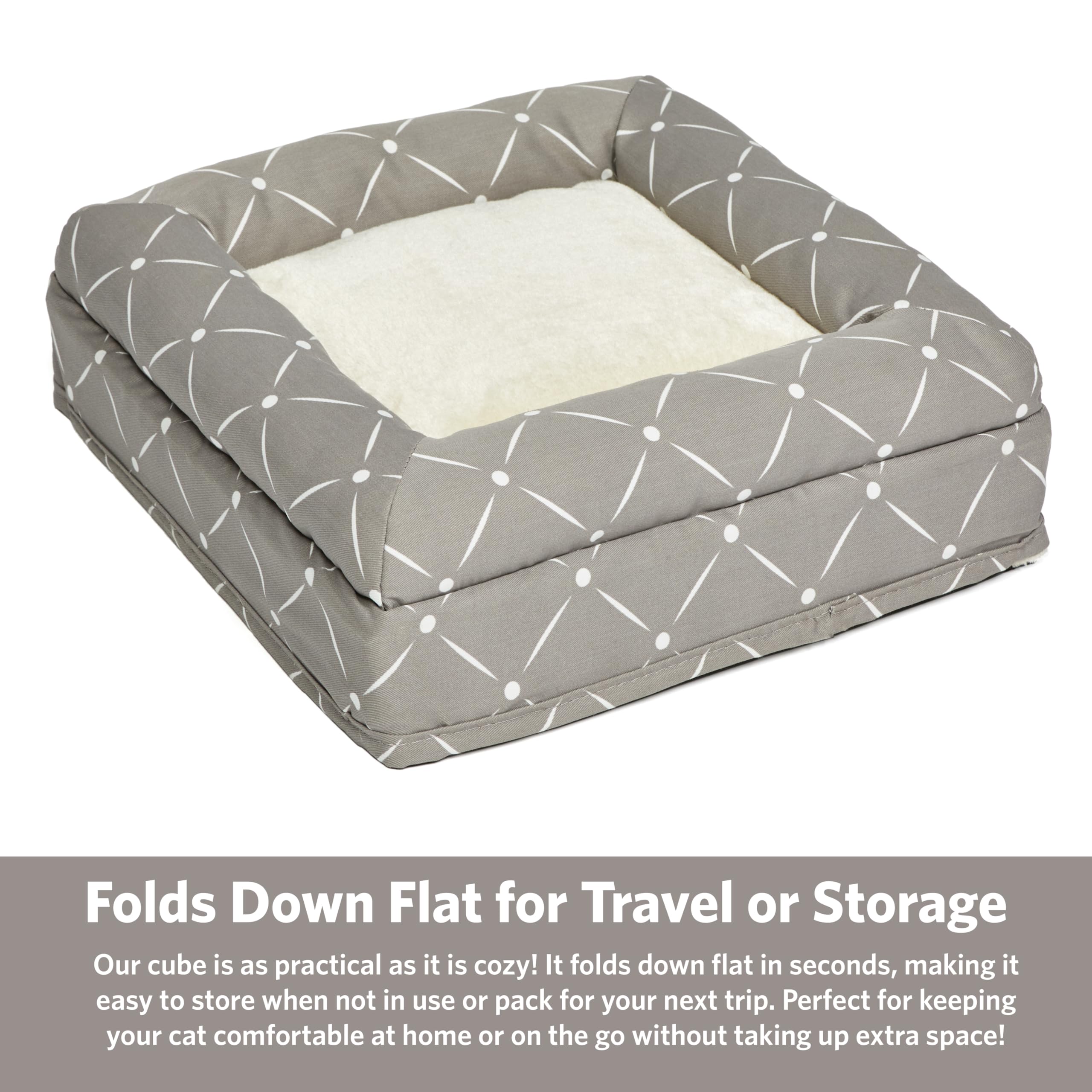 Midwest Homes For Pets Cat Cube - Cat House / Cat Condo In Fashionable Mushroom Diamond Print, 15.5L X 15.5W X 16.5H Inches