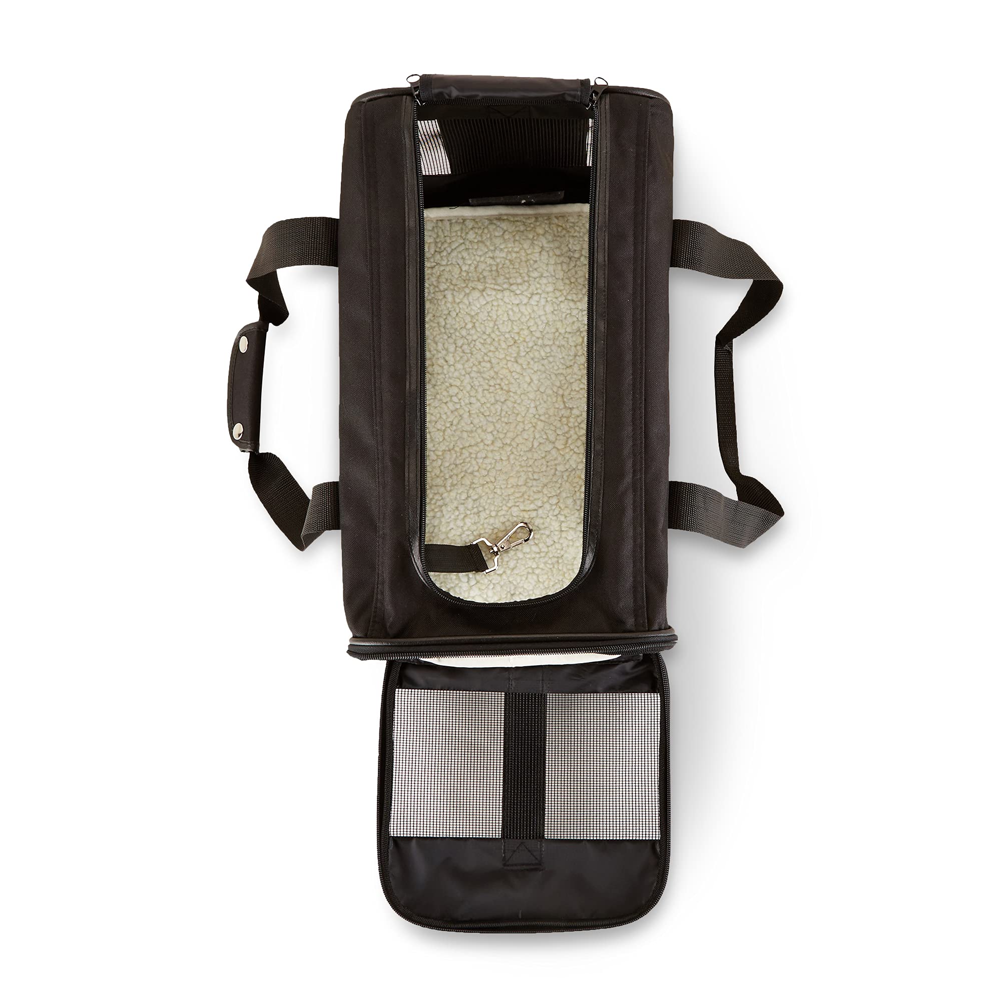 Amazon Basics Soft-Sided Mesh Pet Travel Carrier For Dog, Cat, Up To 16 Pounds, 16.5'' L X 10.6'' W X 11'' H, Black