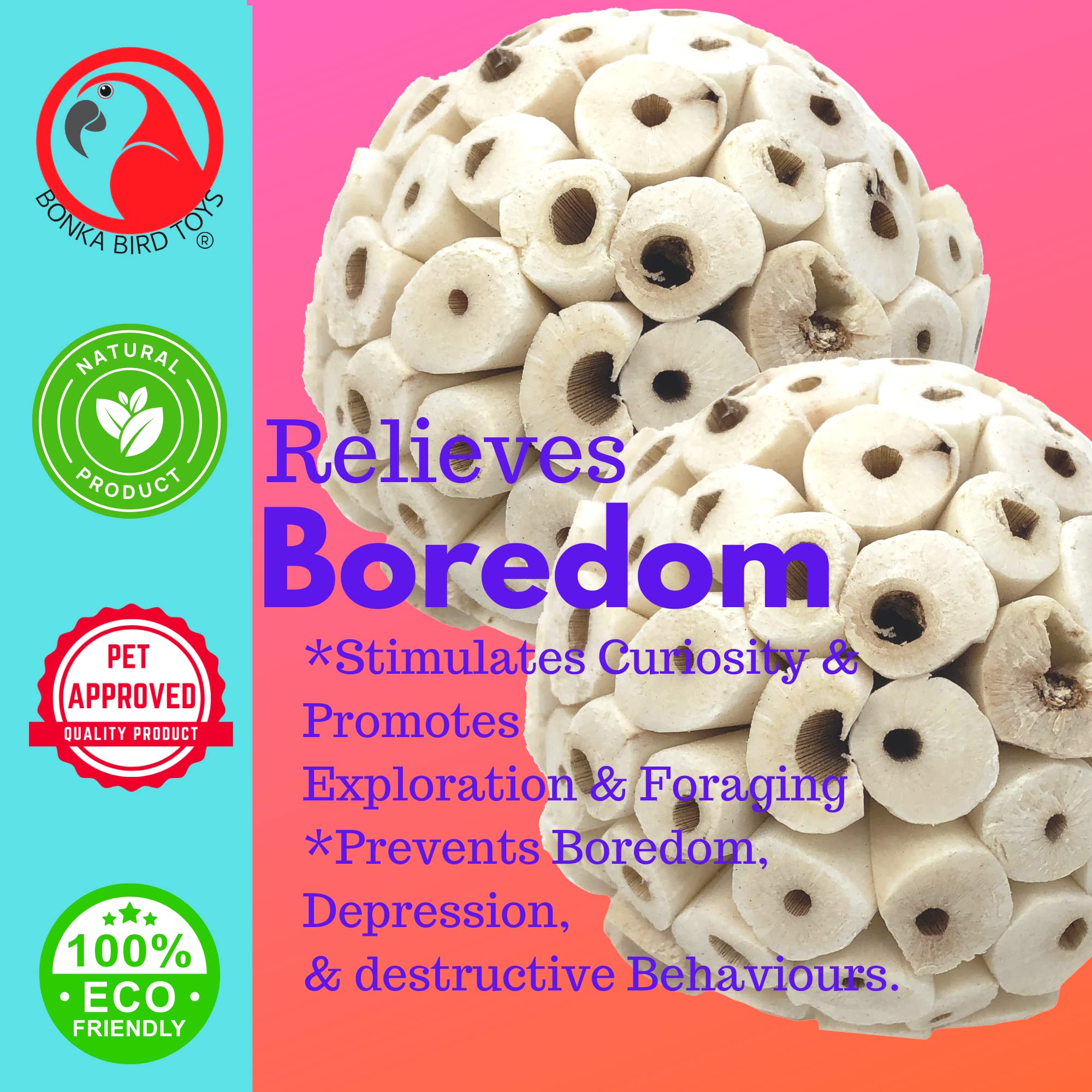 Bonka Bird Toys, Sola Atta Ball Bird Toys (Pack Of 2)