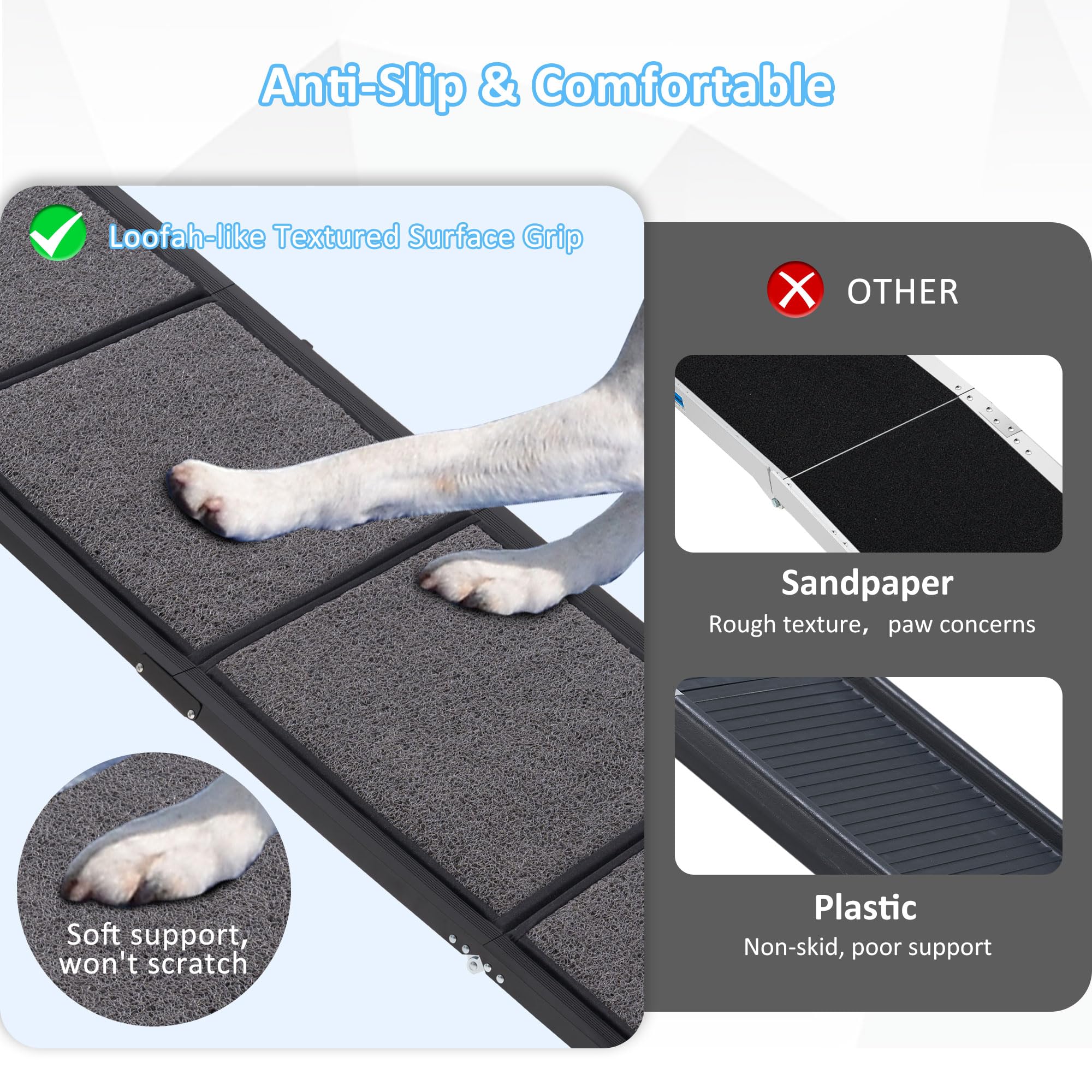 Habutway Extra Wide Dog Ramp For Car - 250Lbs Capality, 67''L X 20''W Pet Ramp, Portable Car Ramp For Large Dogs, Folding Dog Ra