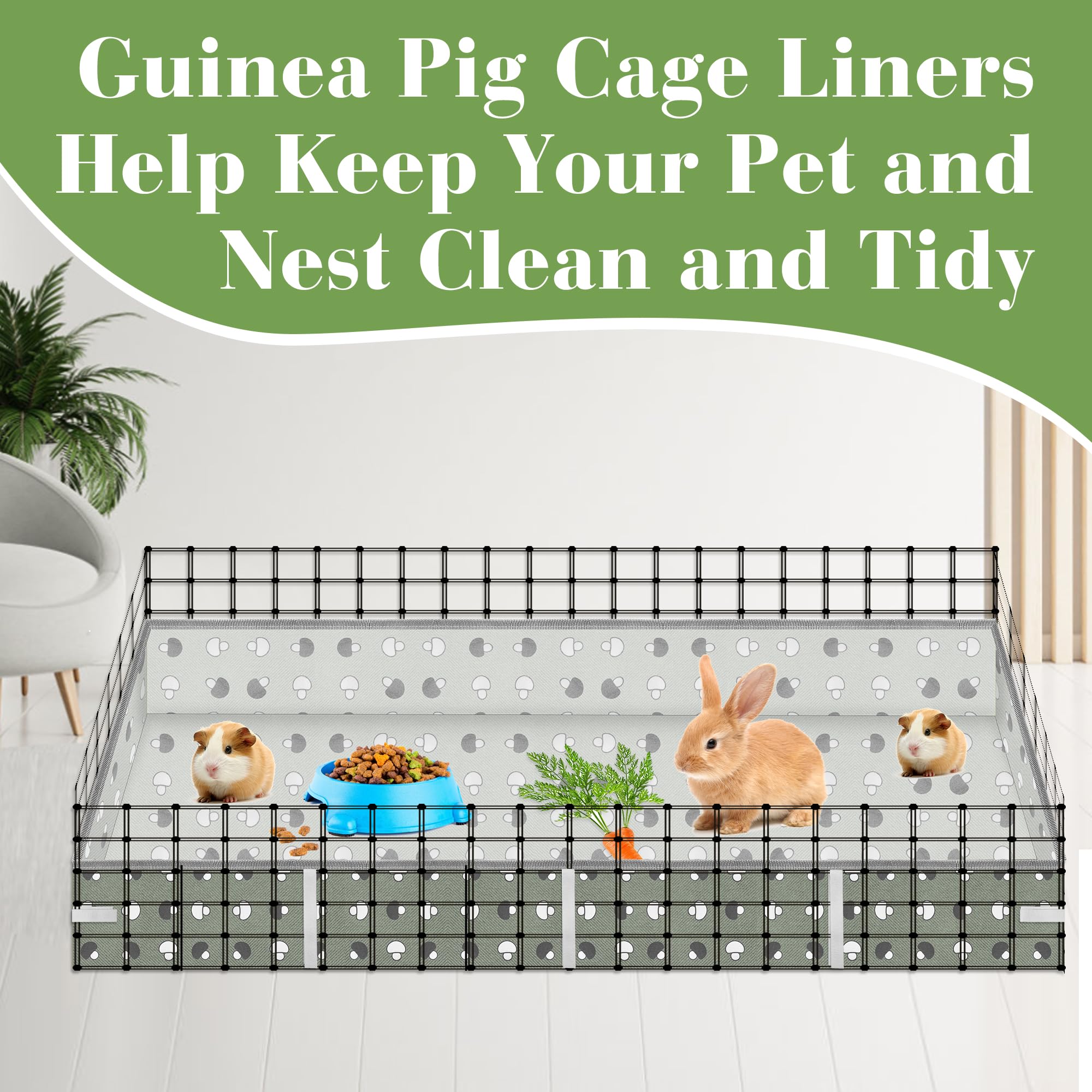 Anglecai Guinea Pig Cage Liner 47''L X 24''W, Waterproof Cage Liner For Small Animals Guinea Pig Habitat Pad Washable Base For R