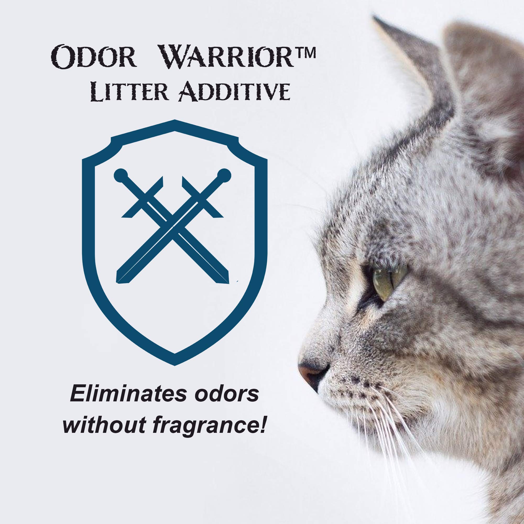 Sapphire Labs Odor Warrior Cat Litter Deodorizer | Cat Litter Odor Control With Ultra Absorbing Activated Charcoal | Extend The Life Of Your Kitty Litter With A Truly Fragrance Free Litter Solution