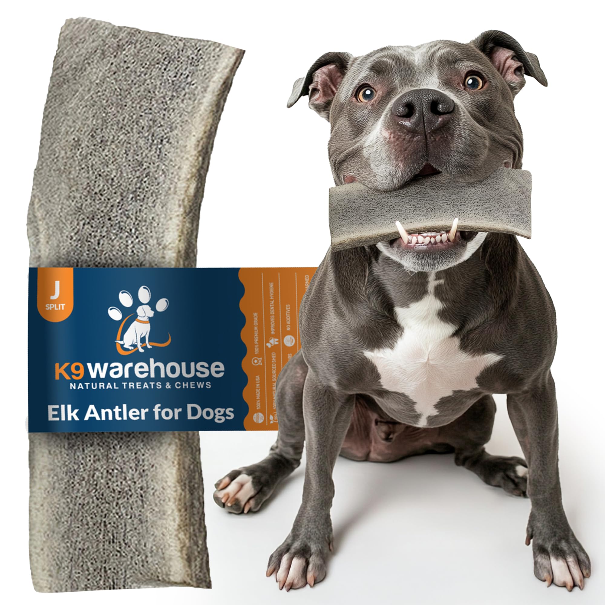 K9warehouse Natural Split Elk Antlers for Dogs - Premium Grade Dog Antler Chews - Long-Lasting Deer Antles Ideal for Aggressive 