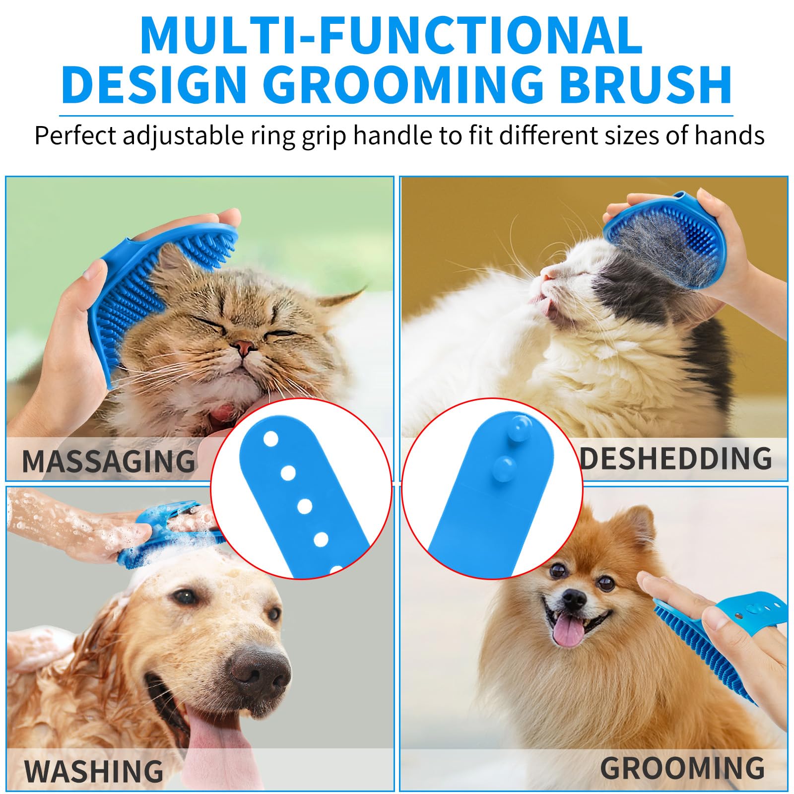 Comotech 3PCS Dog Bath Brush  Dog Shampoo Brush  Dog Scrubber for Bath  Dog Bath Brush Scrubber  Dog Shower/Washing Brush with A