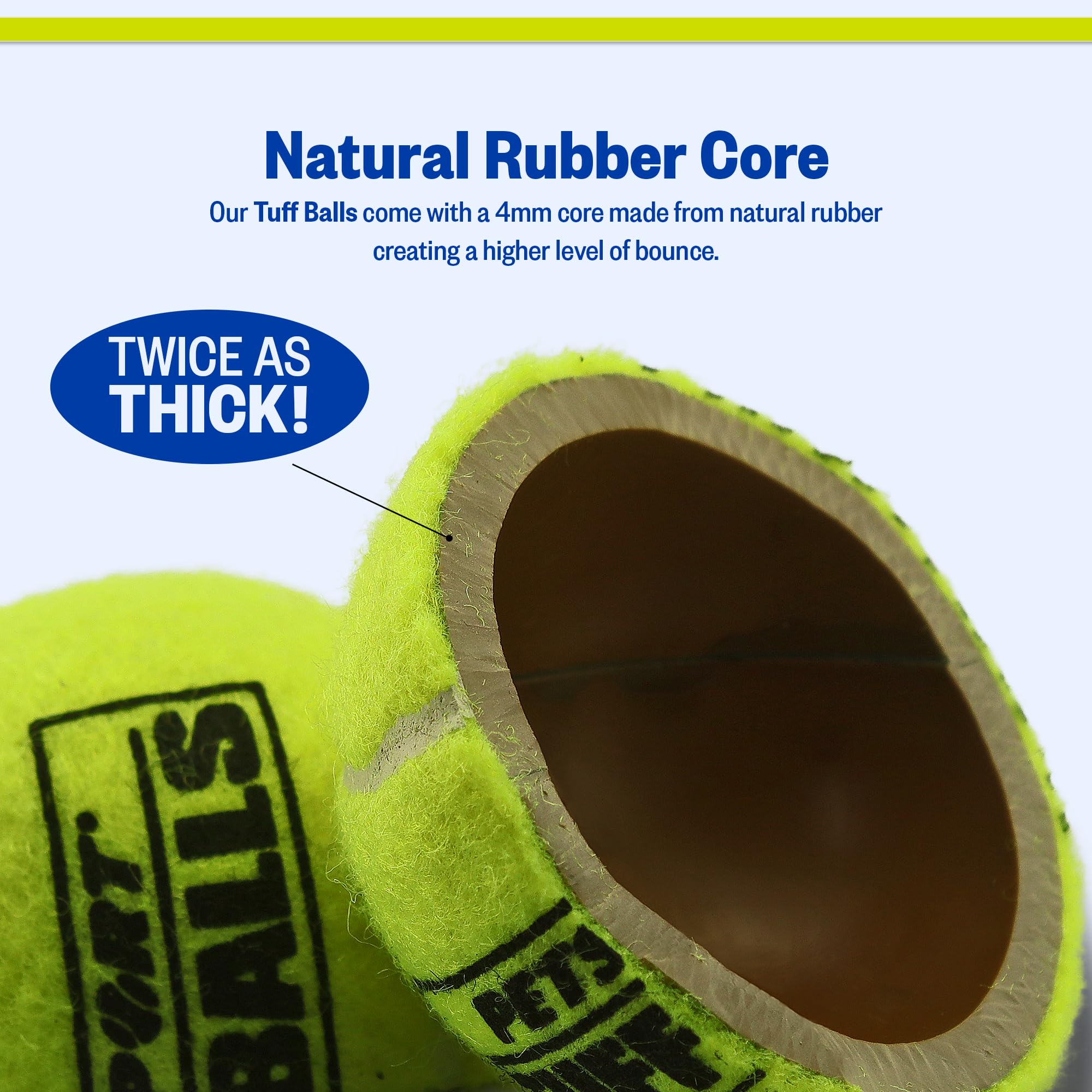 PetSport Yellow Tuff Ball - Medium Rubber Chew Toy for Dogs, 2.5 Inch, Pack of 6, Certified Non-Toxic, Ideal for Aggressive Chewers