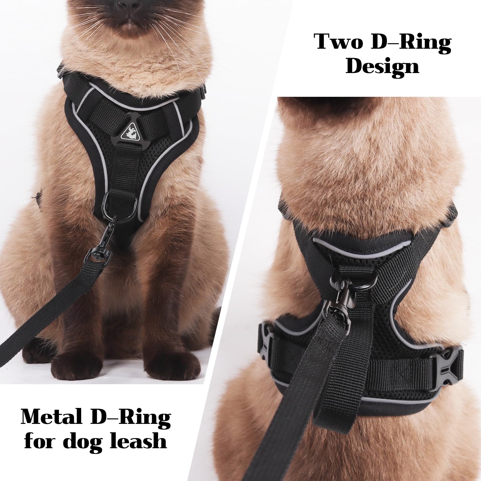 Cat Harness and Leash Set Escape Proof Adjustable Tactical Vest Breathable Kitten Harness with Handle for Walking Reflective Str