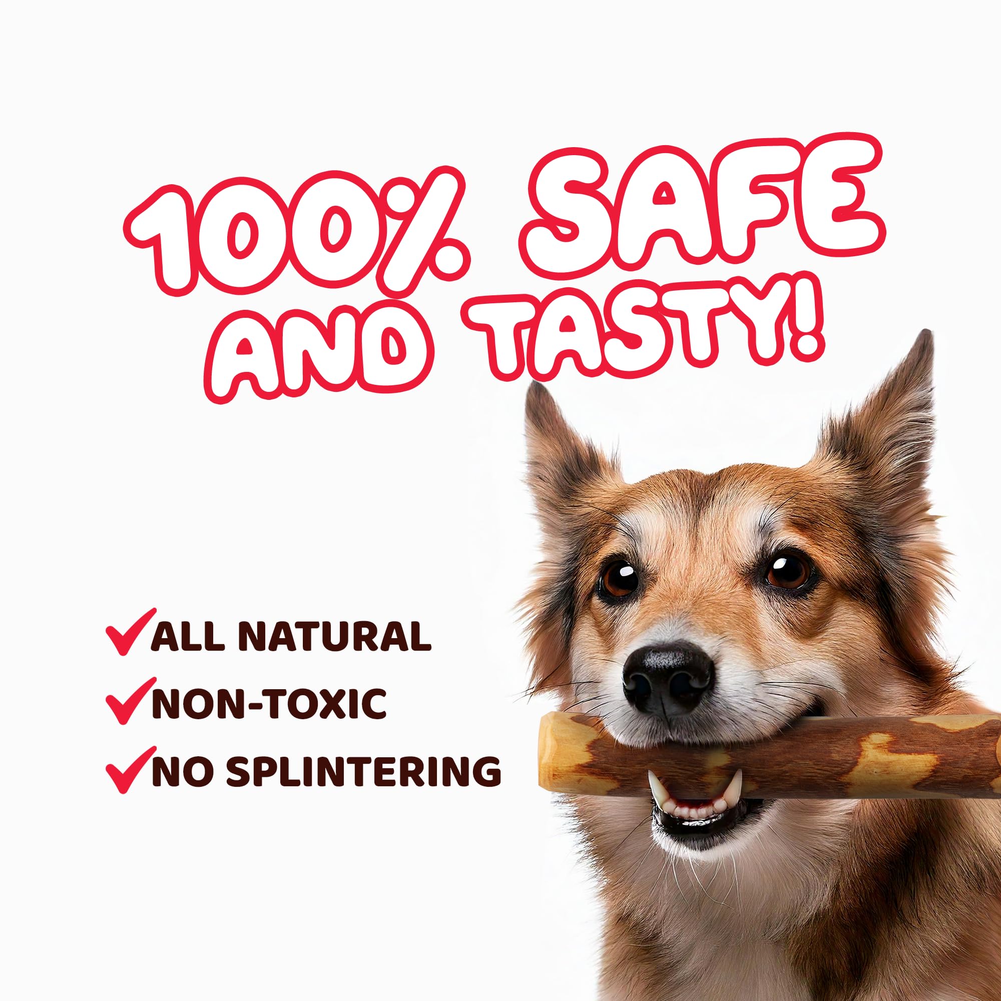 Littleloyals 100% Natural Olive Wood Sticks - Durable Dog Chew Toys For Aggressive Chewers - Puppy Teething Toys - Long-Lasting,