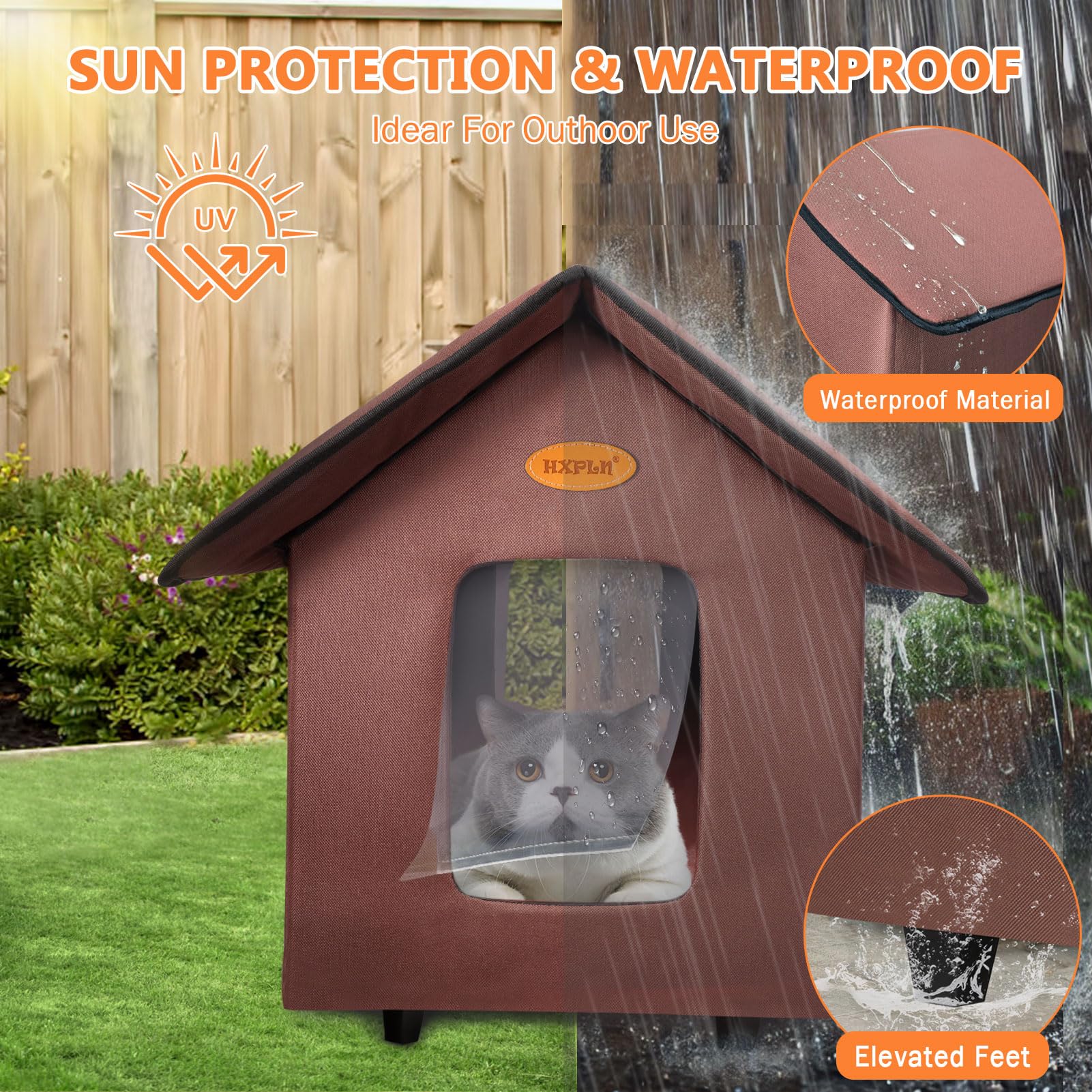 Heated Cat House Outside For Winter, Elevated Insulated Waterproof Outside Cat House Heated Feral Cat Shelter, Easy Assembly, Wa