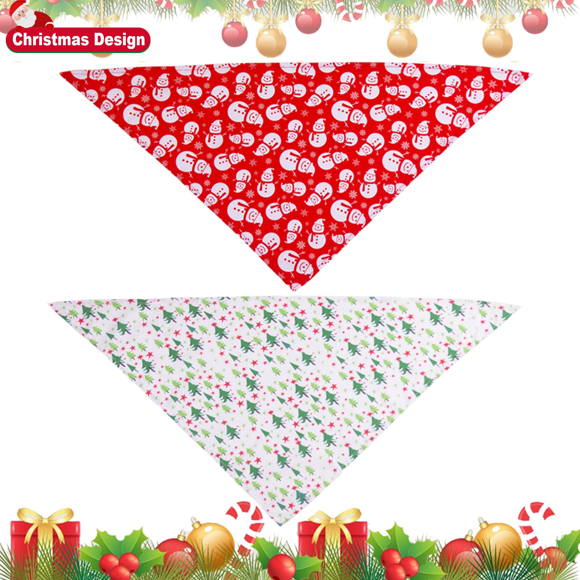 ADOGGYGO 4 Pack Dog Bandana Christmas Pet Scarf Triangle Bibs Kerchief Set Pet Christmas Costume Accessories Decoration for Larg