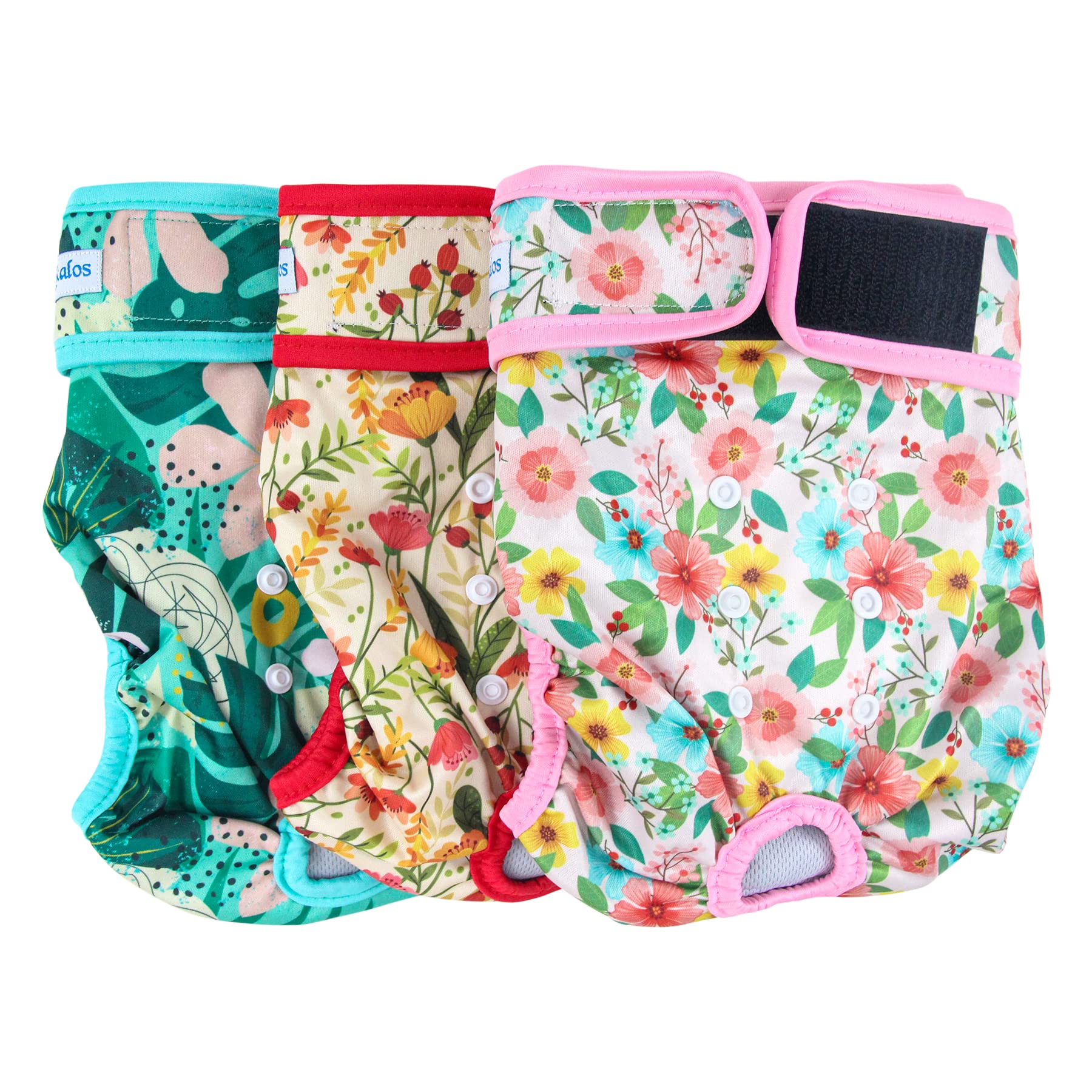 Leekalos Reusable Washable Dog Diapers Female (3 Pack) - Highly Absorbent Doggie Diapers - Size Adjustable Puppy Diapers for Dog