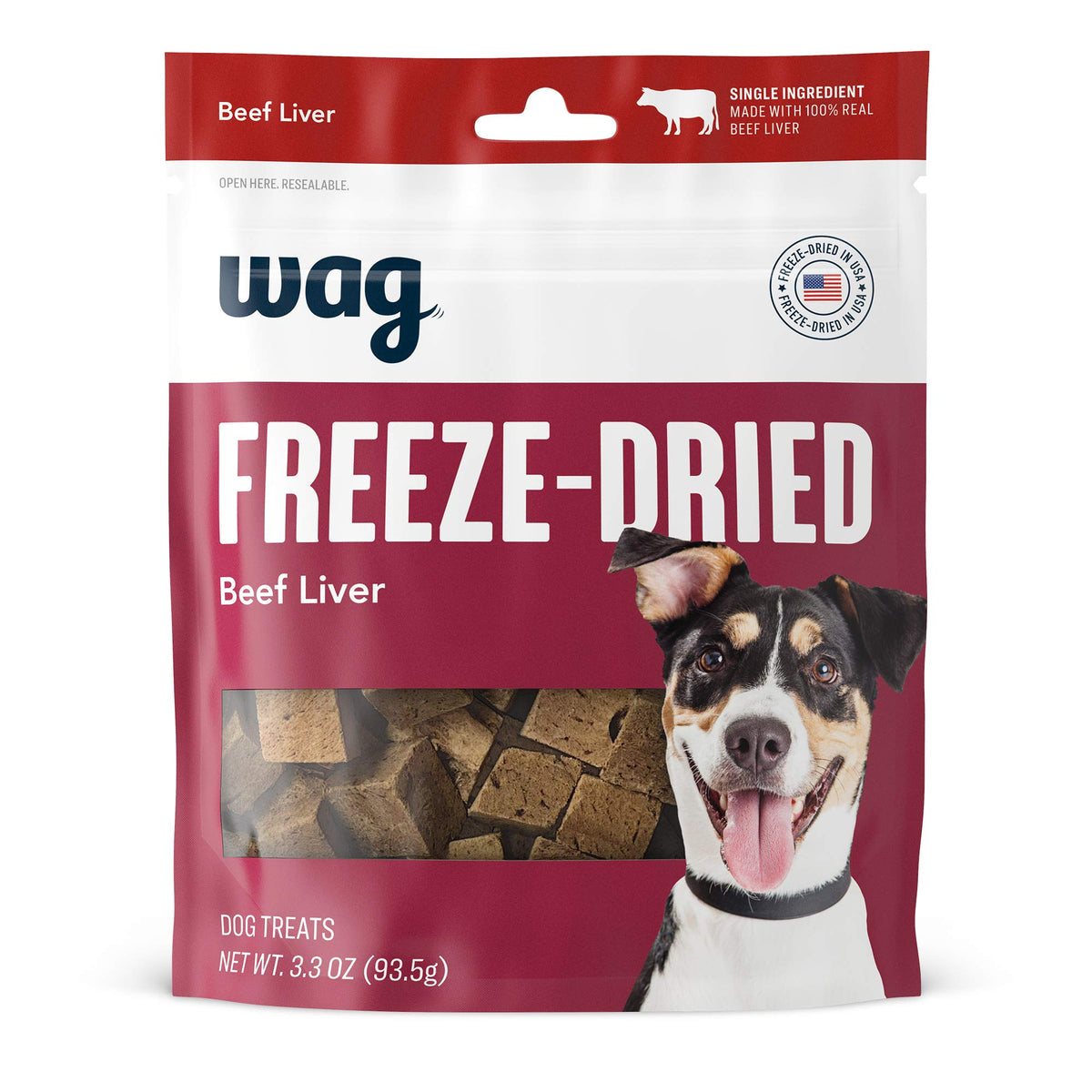 Amazon Brand - Wag Freeze-Dried Raw Single Ingredient Dog Treats, Beef Liver, 3.3Oz