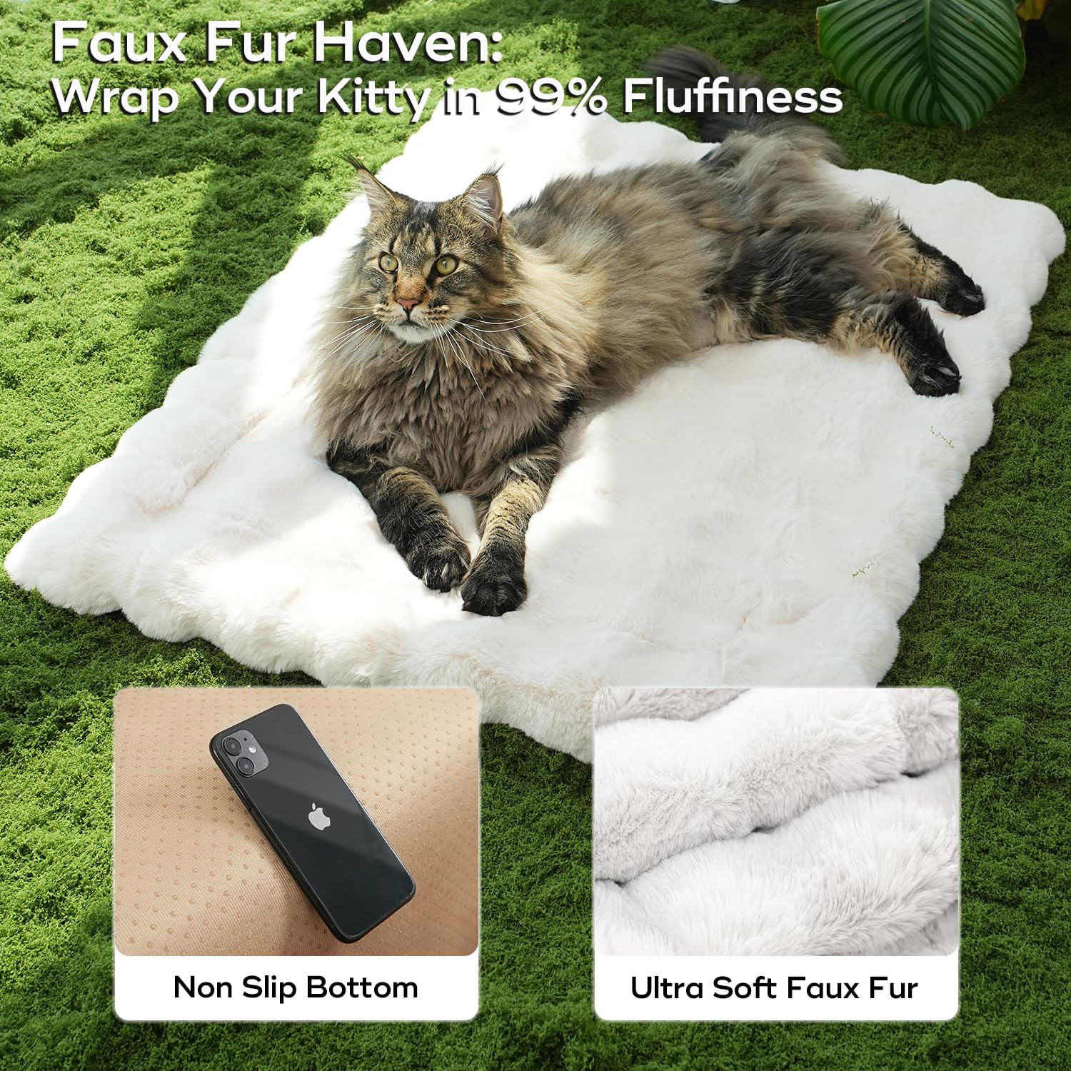 Somahe Plush Dog Bed Mat Faux Fur Cat Beds For Indoor Cats With Anti-Slip Bottom Kitten Self Warming Bed For Couch/Floor/Dog & P