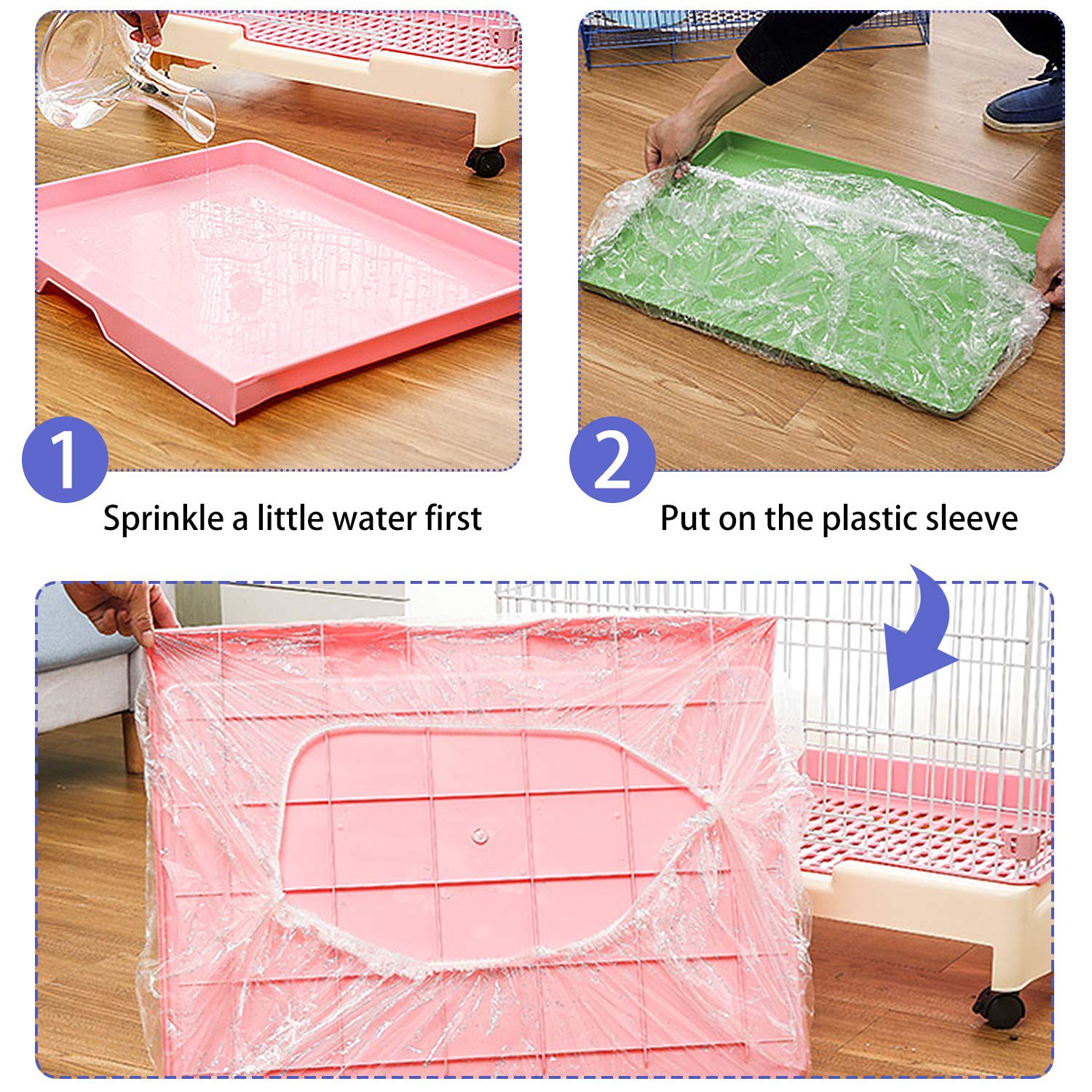 Upcessory 50 Pcs Disposable Rabbit Cage Liner, Clear Plastic Bunny Cage Liner Bag Universal Toilet Film For Bunny Hamster Totoro
