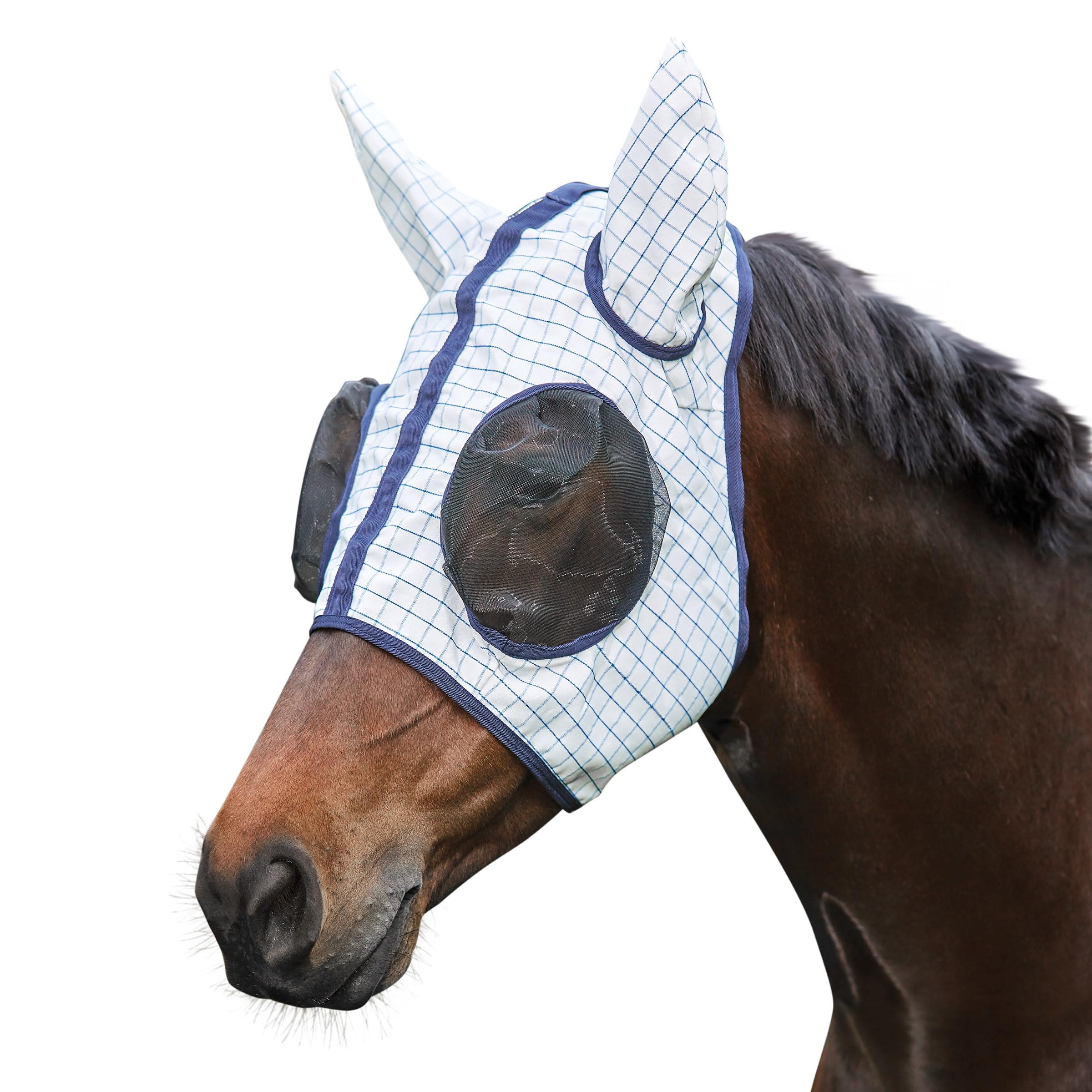 Kool Coat Classic Fly Mask White/Navy Cob