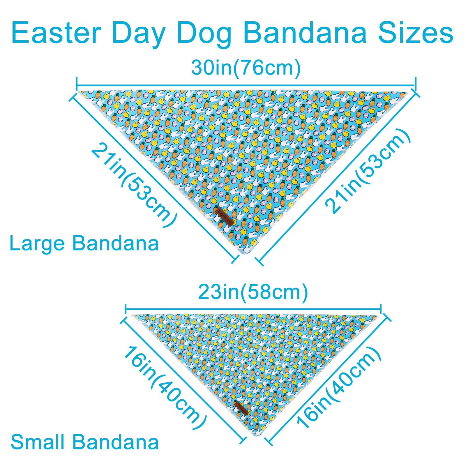 Up Urara Pup Easter Triangle Bid Dog Bandana, Blueegg Cotton, S (23'' X 16'' X 16''), Comfortable, Geometric Rabbit Pattern, Uni